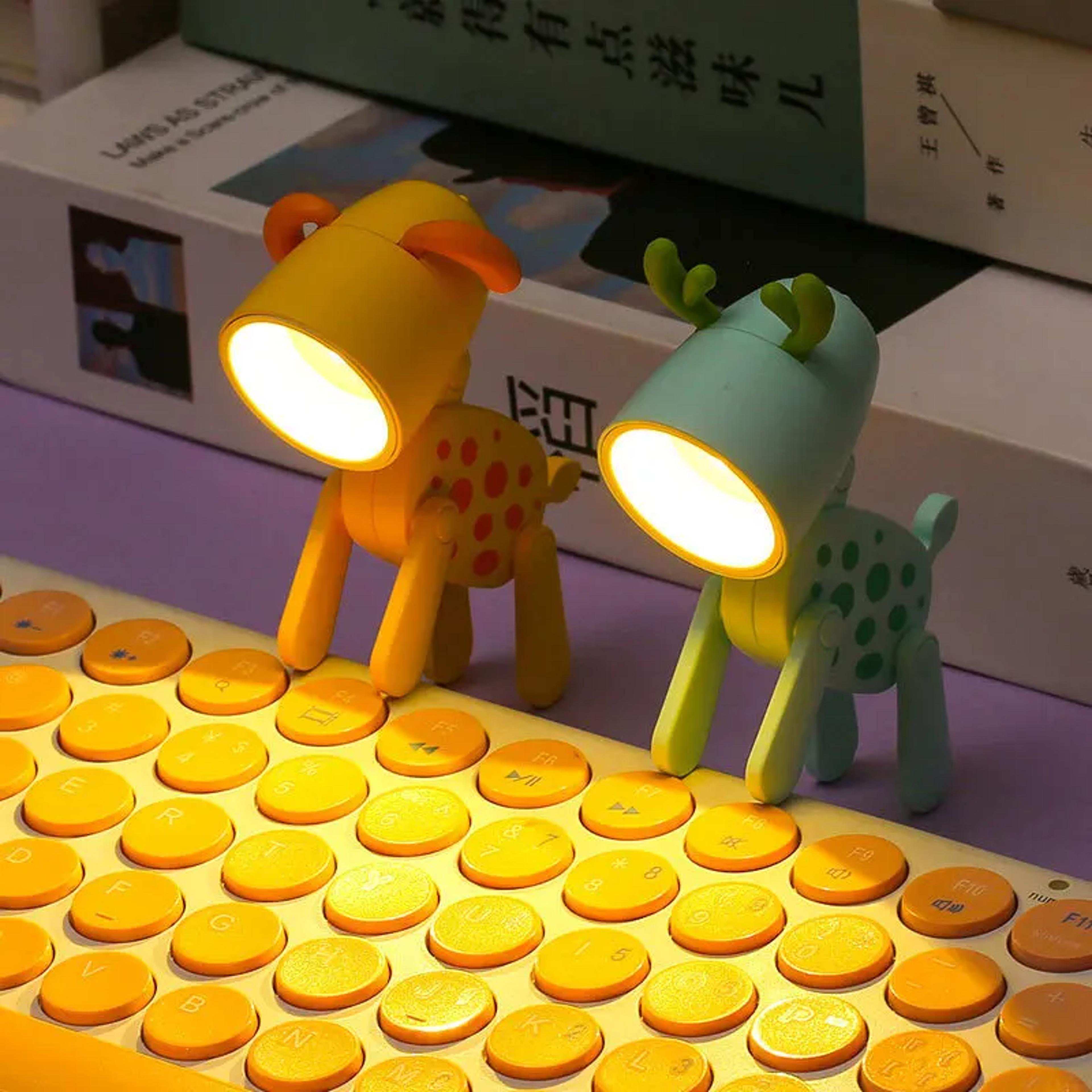 cute dog & deer led night light foldable kids bedside lamp mini book light
