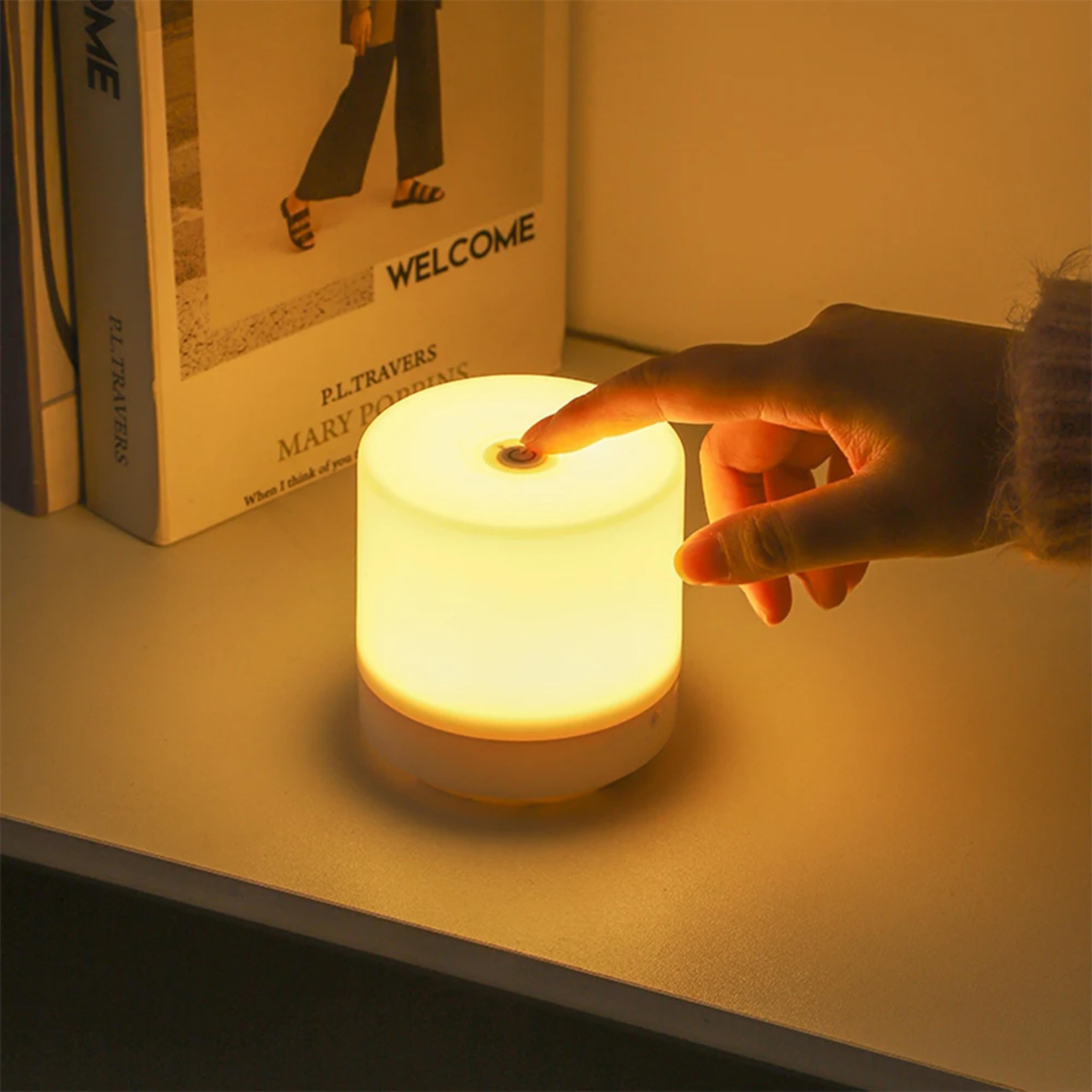 luma glow usb rechargeable bedside lamp with touch control, brightness modes & eye caring led