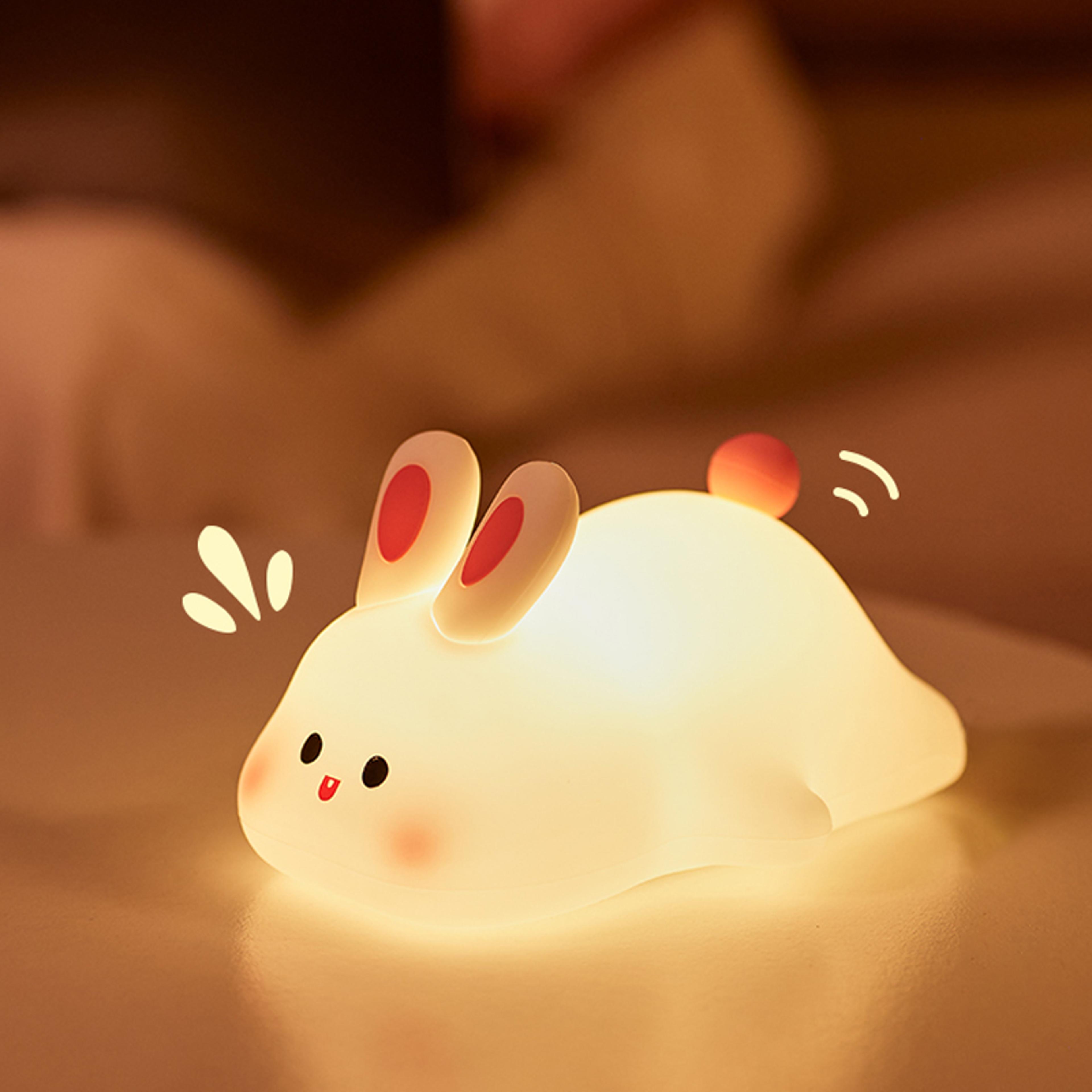 cuddle glow rabbit night light soft silicone touch lamp for kids & nursery