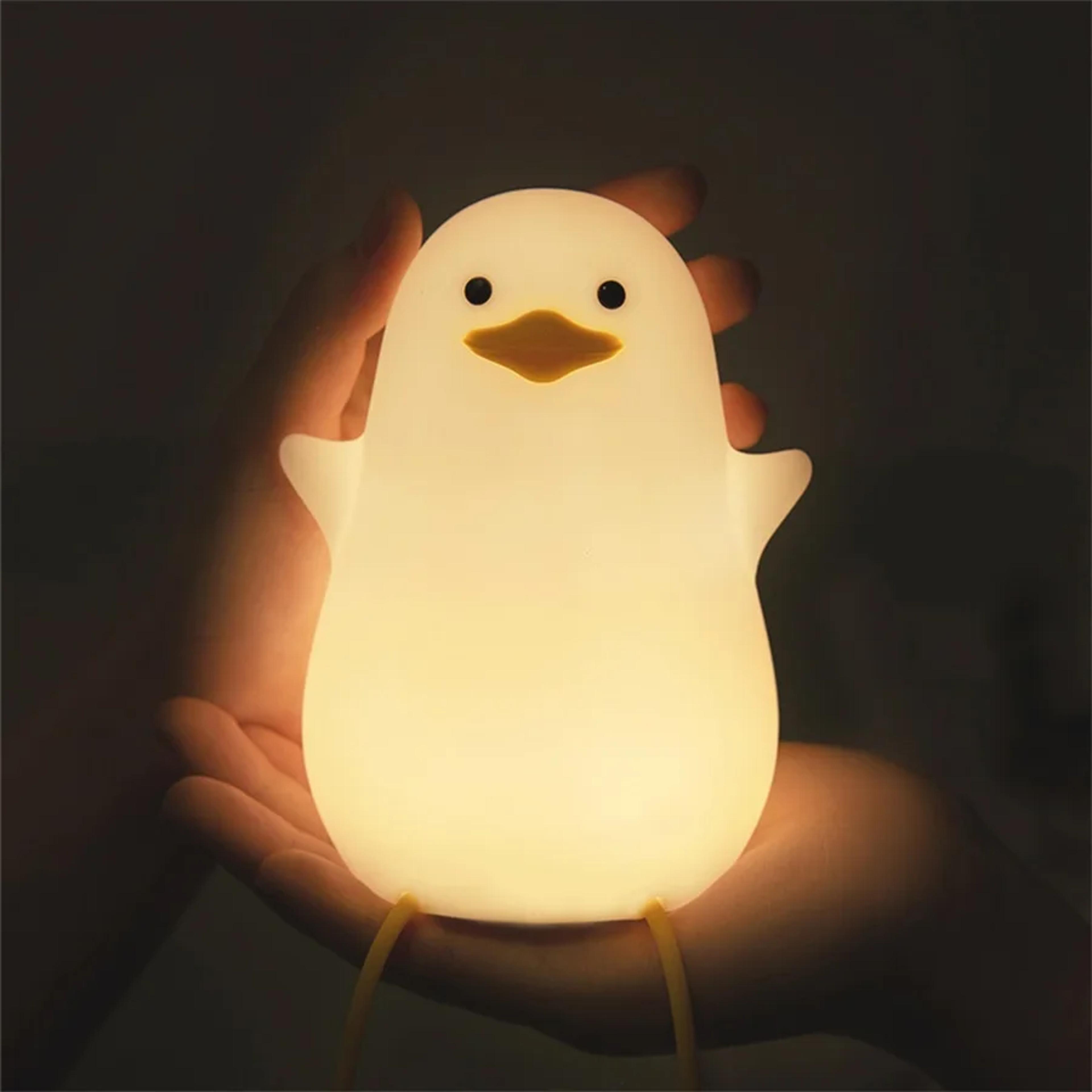 rechargeable duck night light with touch control, timer & soft silicone led lamp for kids