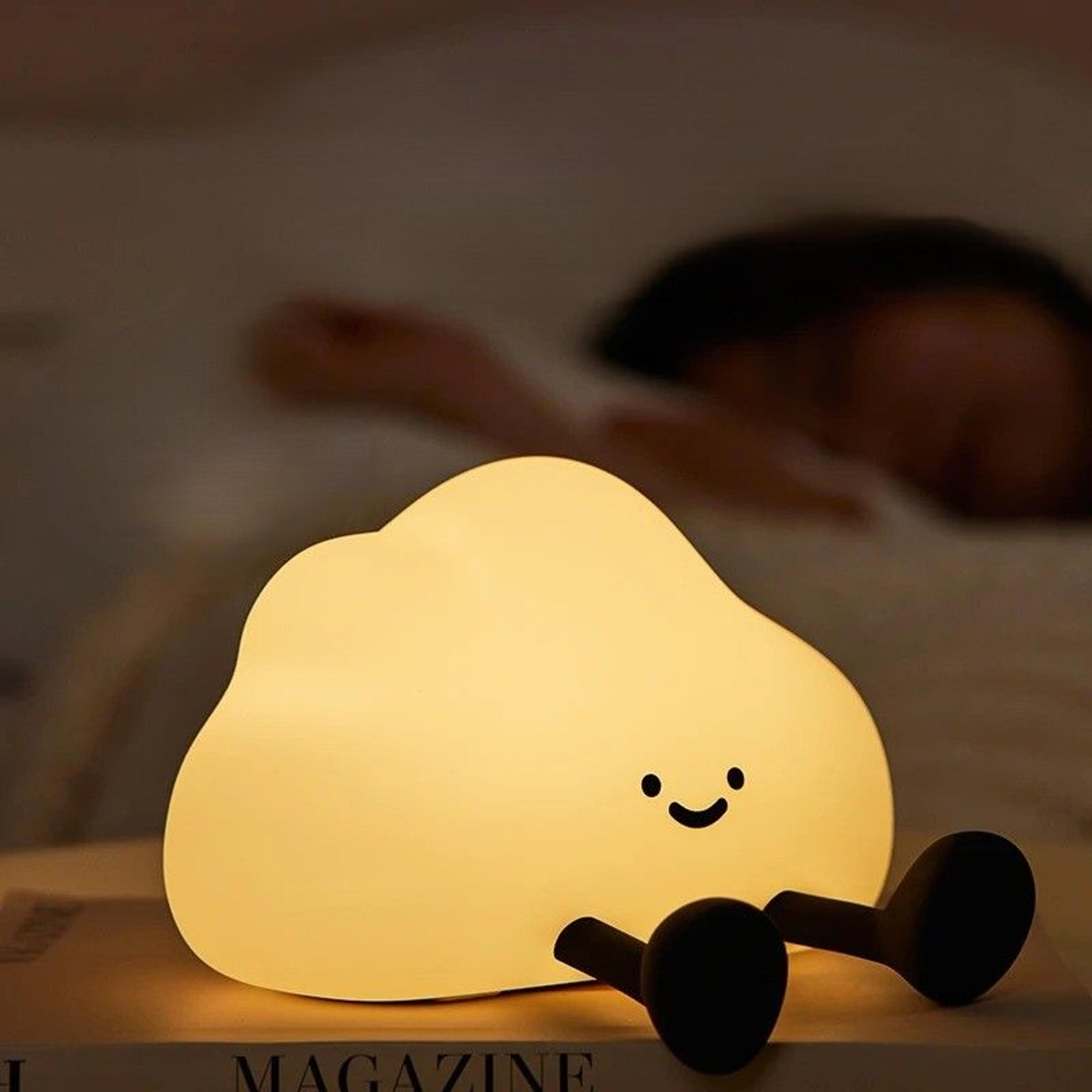 cloud glow kids night light silicone night light with rgb colors, usb rechargeable timer lamp