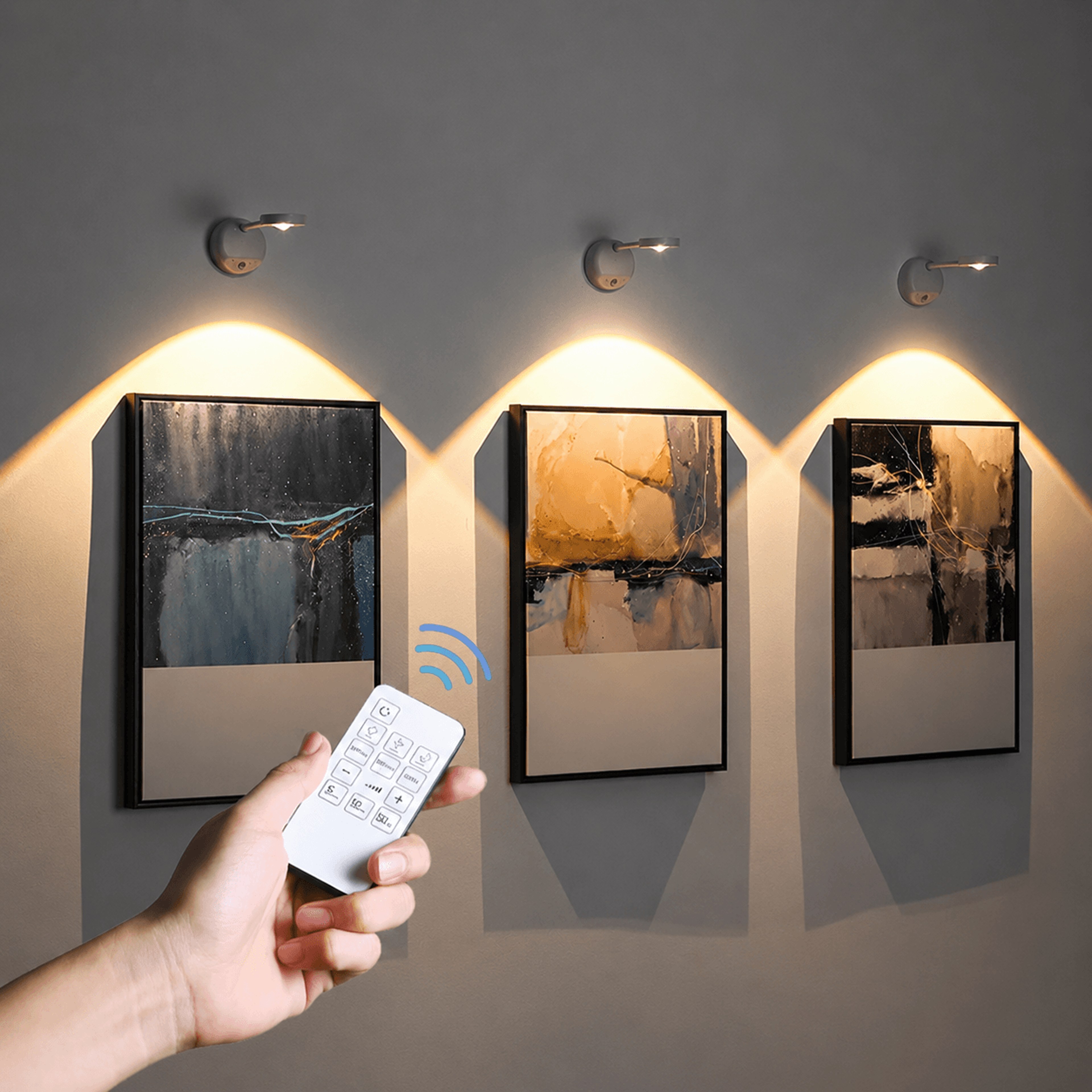 rechargeable picture light wireless wall light with motion sensor and dimmable led spotlight