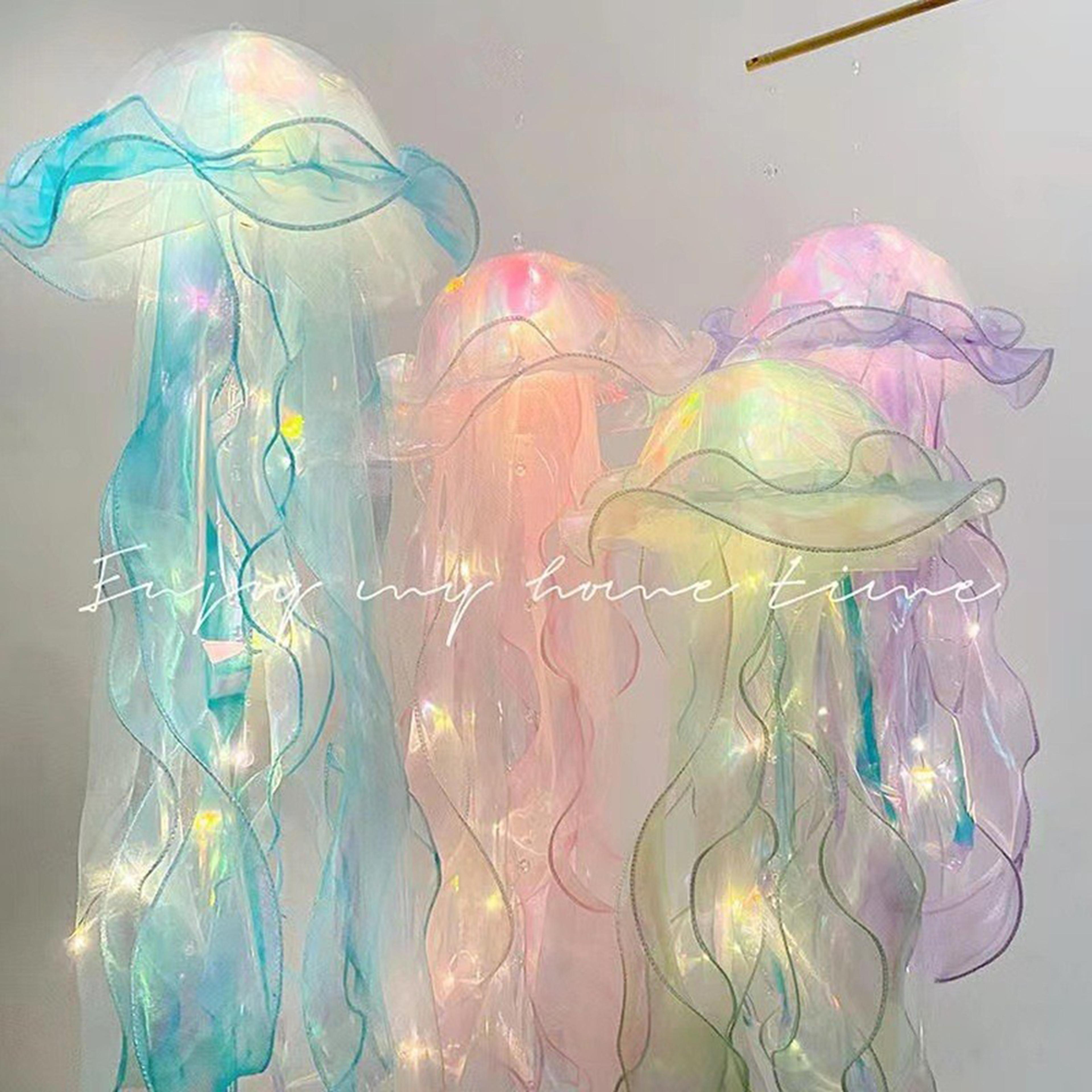 luminous rgb jellyfish night light hanging ceiling decor for bedroom mood lighting