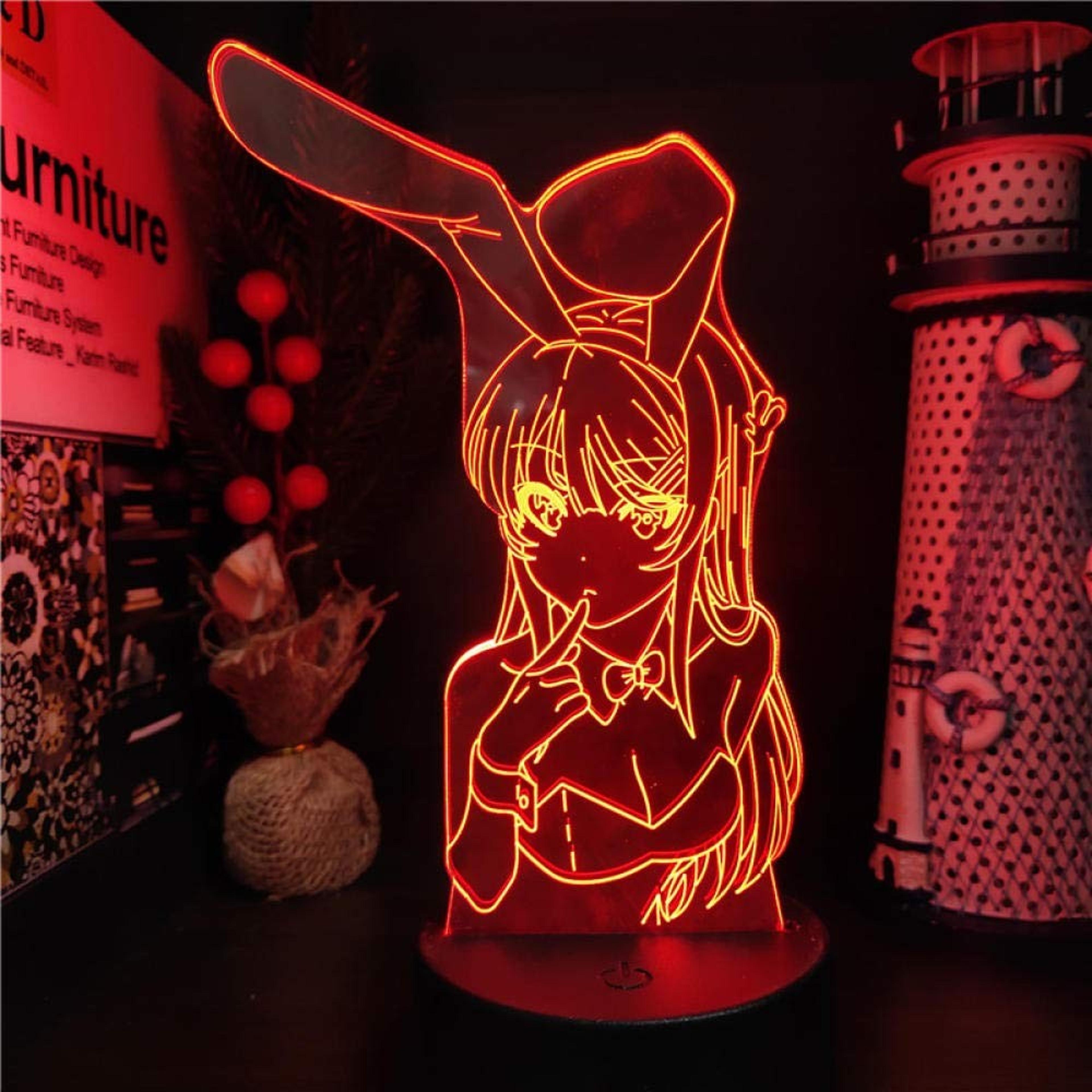 mai sakurajima anime night light illusion lamp with color led mood lighting