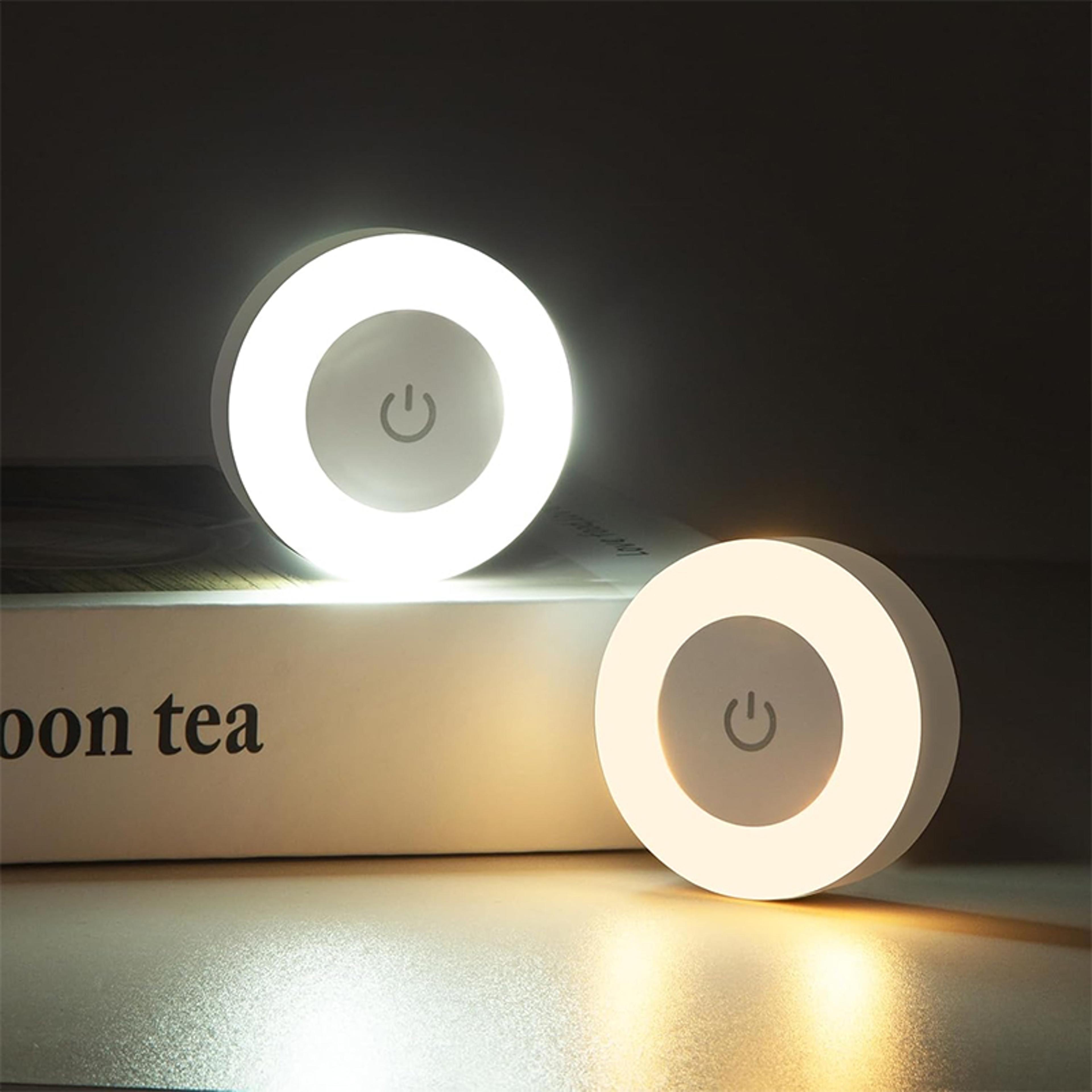 rechargeable led touch light wireless stick on puck light for closets, cabinets & under cabinet lighting