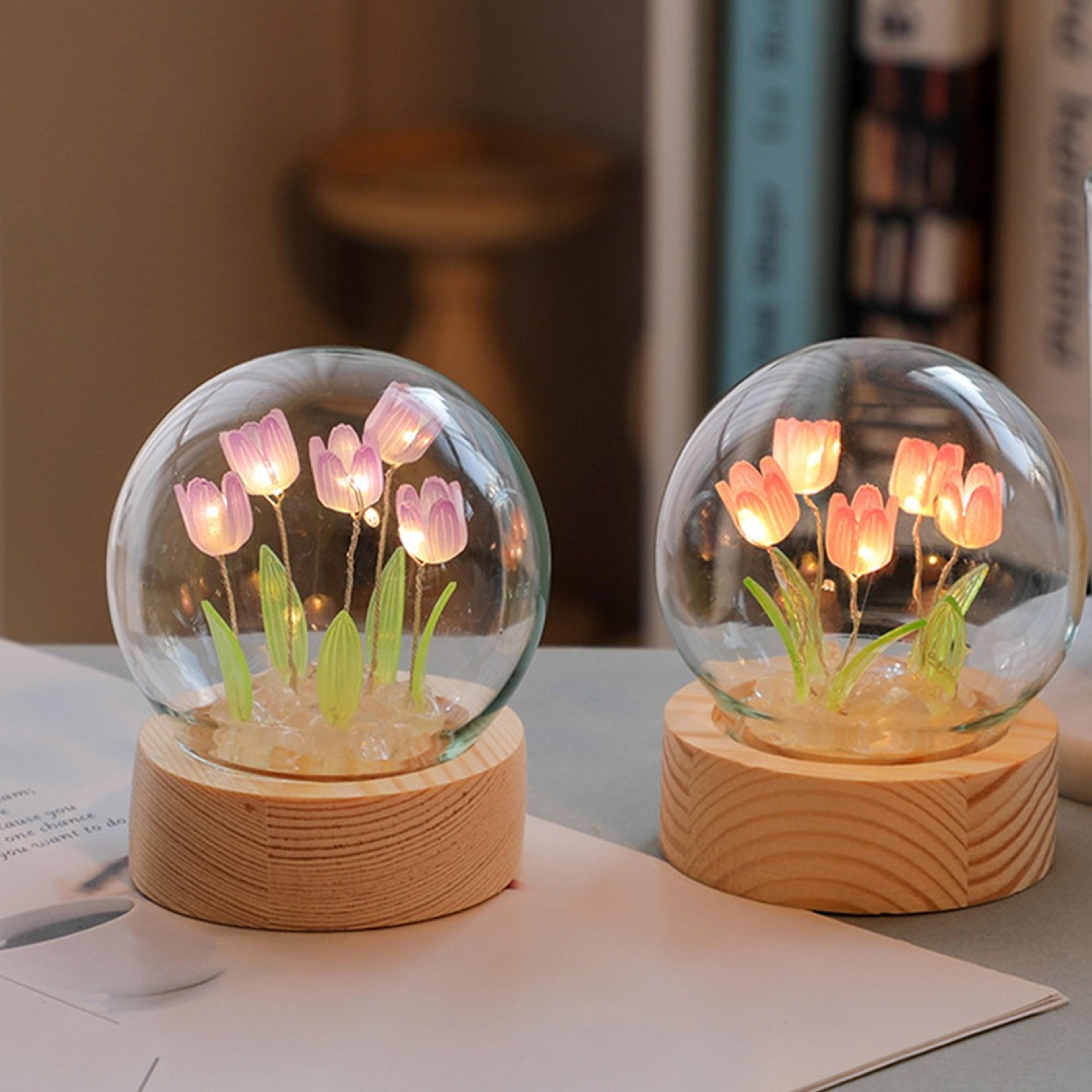 diy tulip night light kit handmade tulip flower lamp led bedside bedroom decor gift