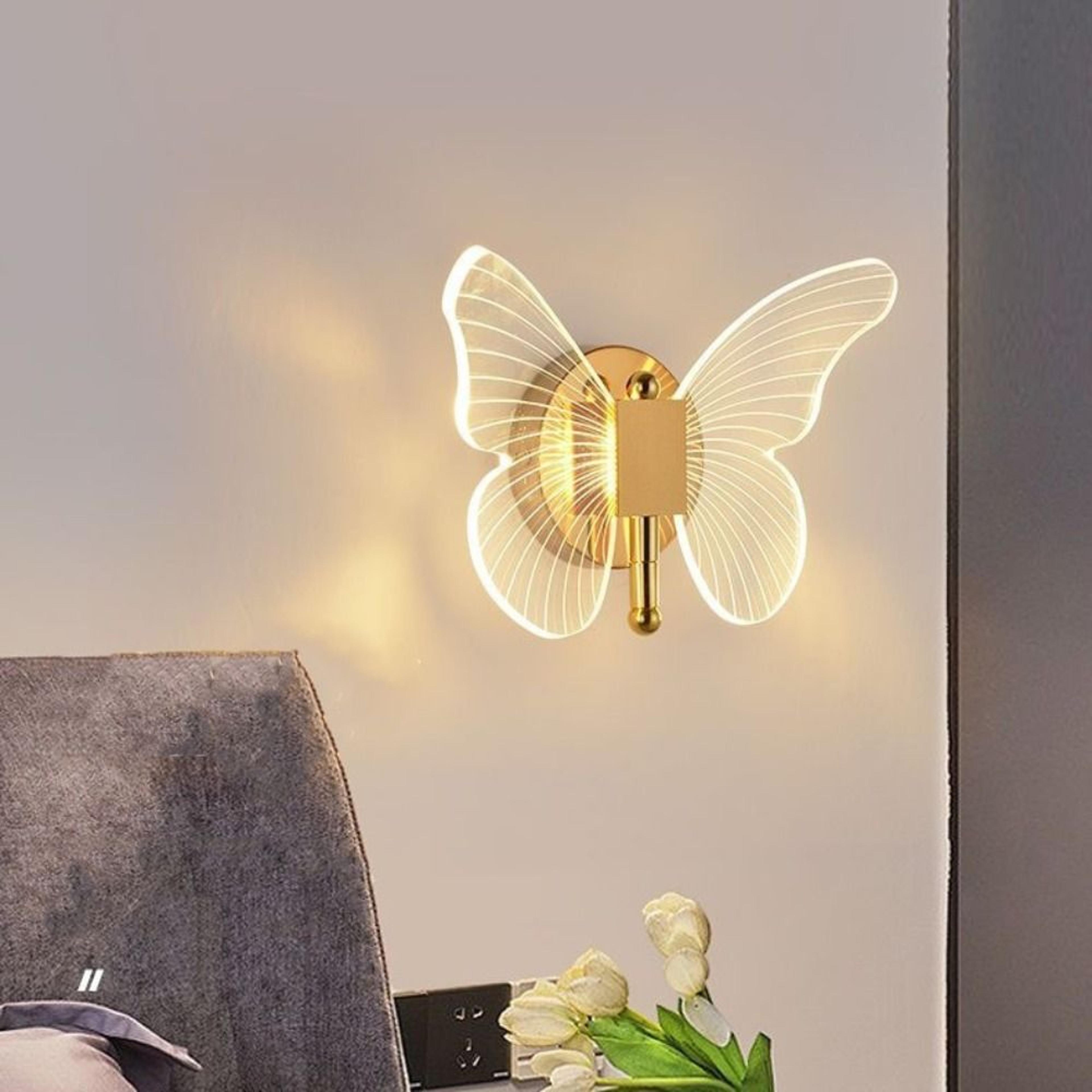 butterfly led wall lamp modern wall sconce with tricolor lighting for bedroom & living room