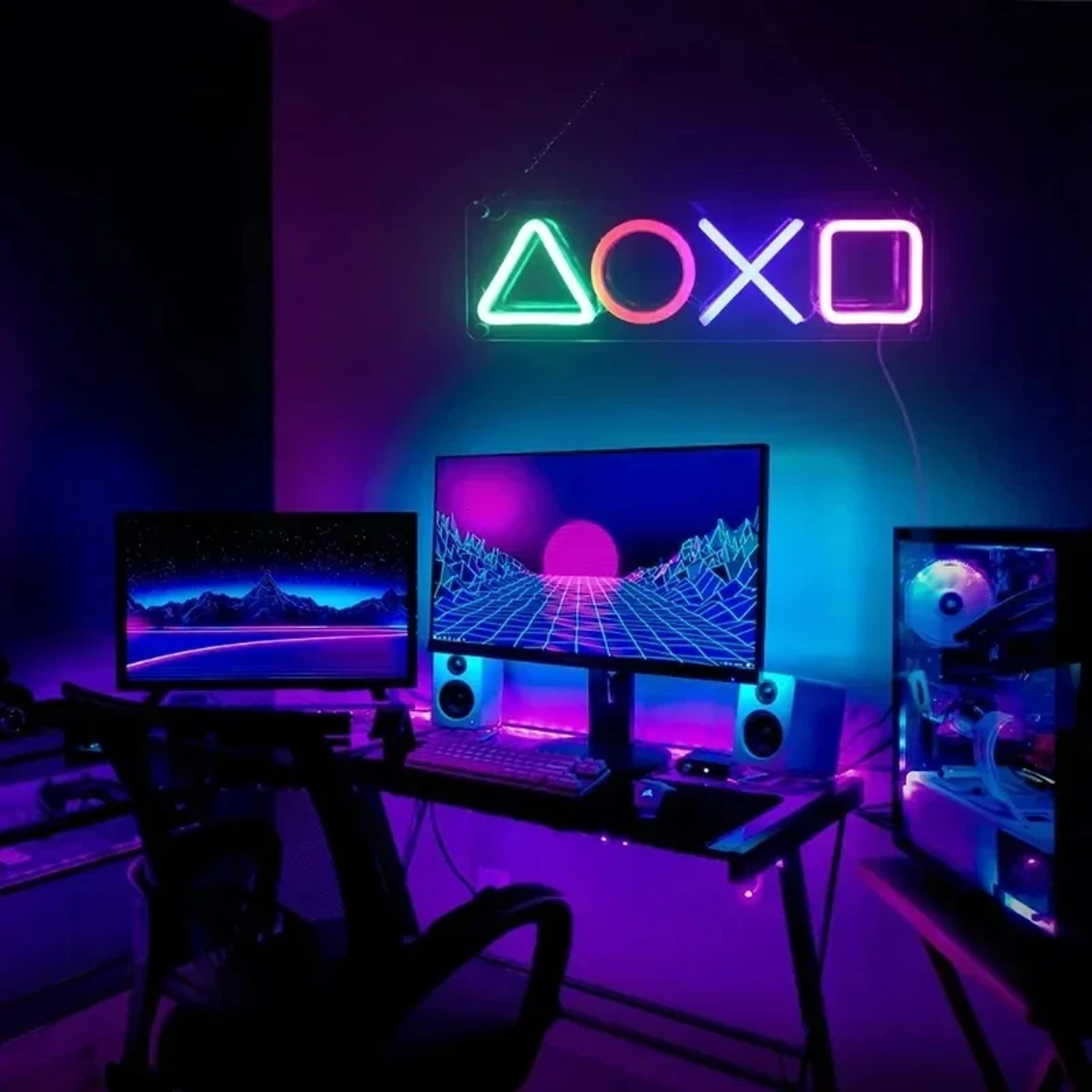 lumi play led neon sign for game room decor & bedroom wall decor usb powered light