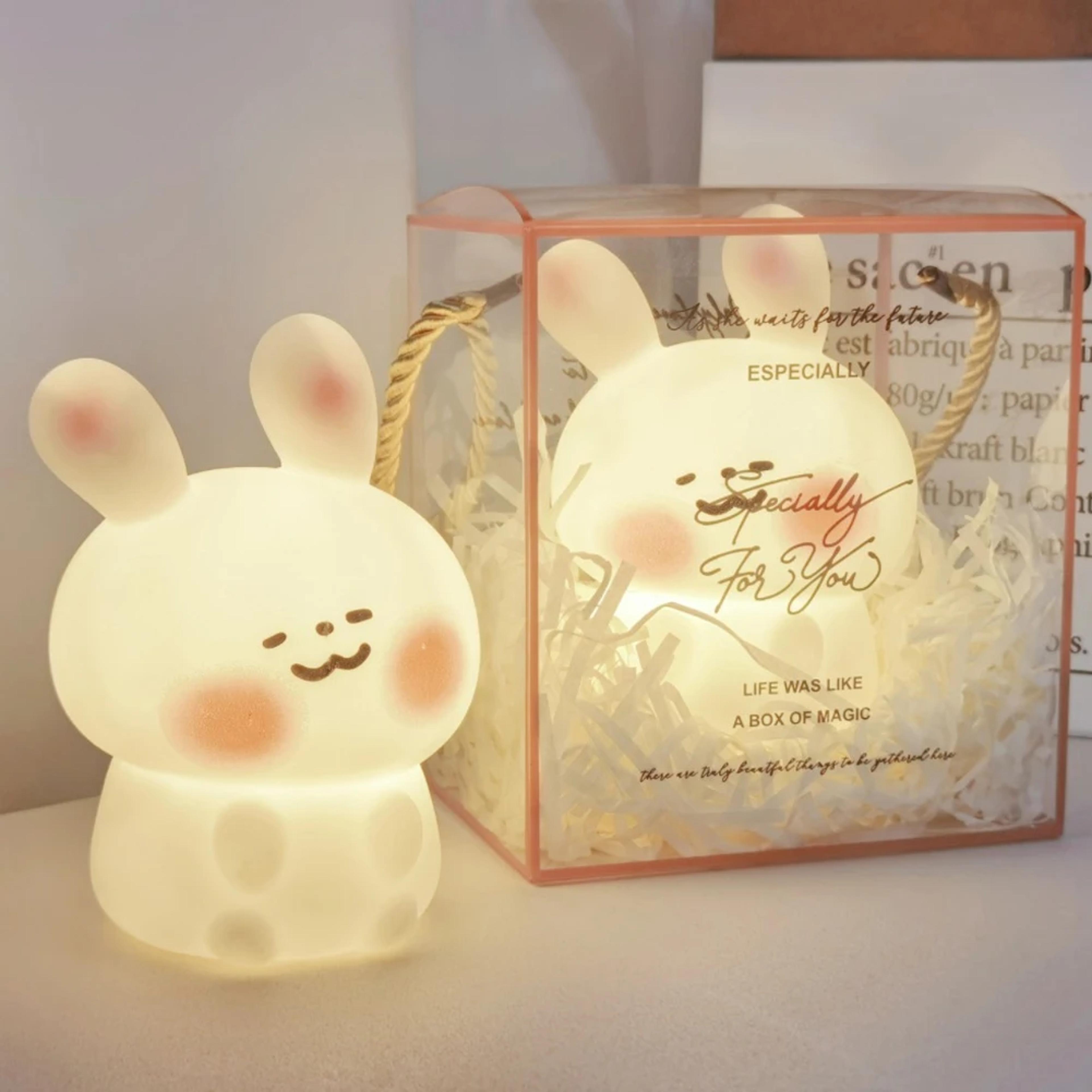 cute rabbit night light soft silicone touch lamp for kids bedroom nursery decor