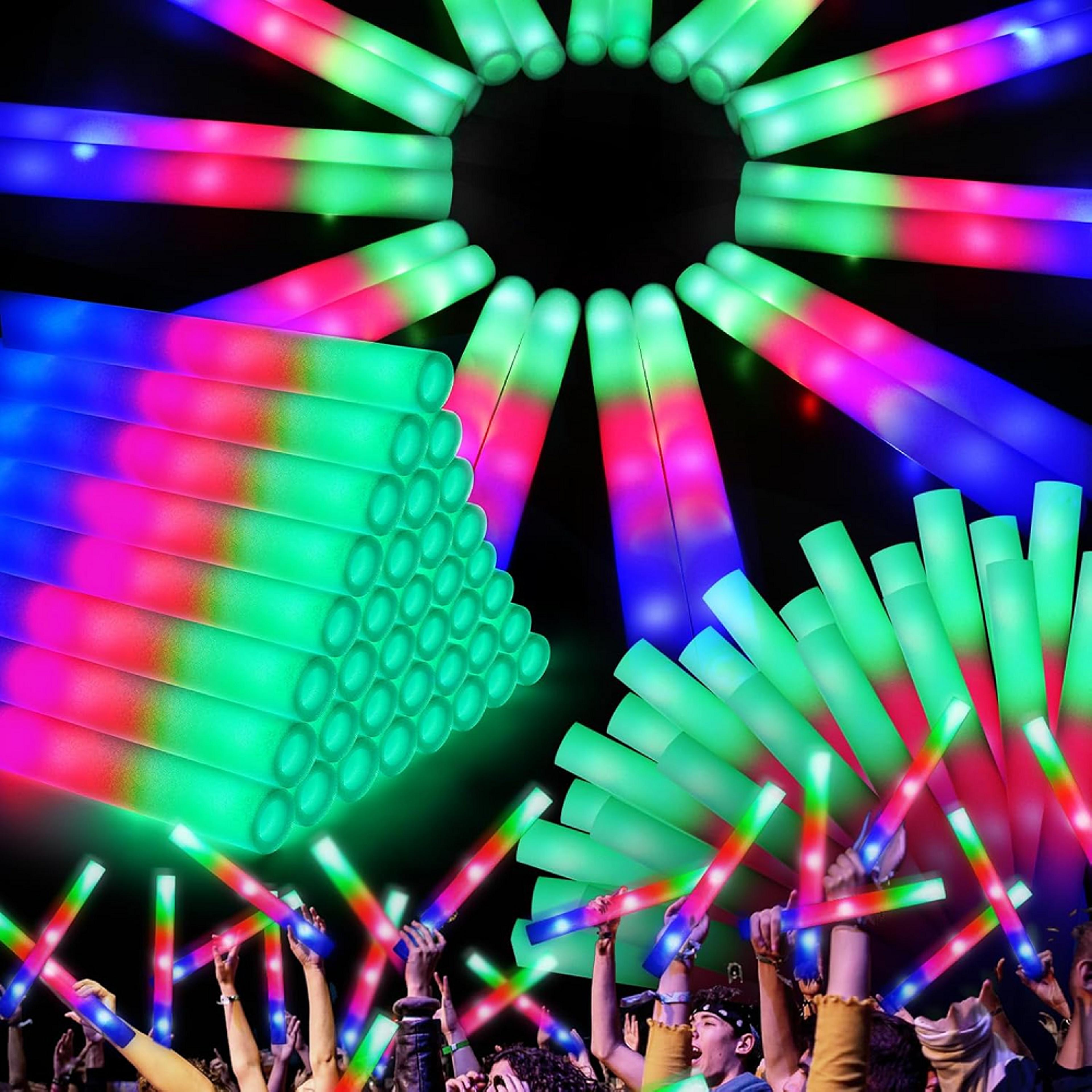 glow beam rgb led glow sticks bulk foam light up party sticks for concerts, weddings & birthdays