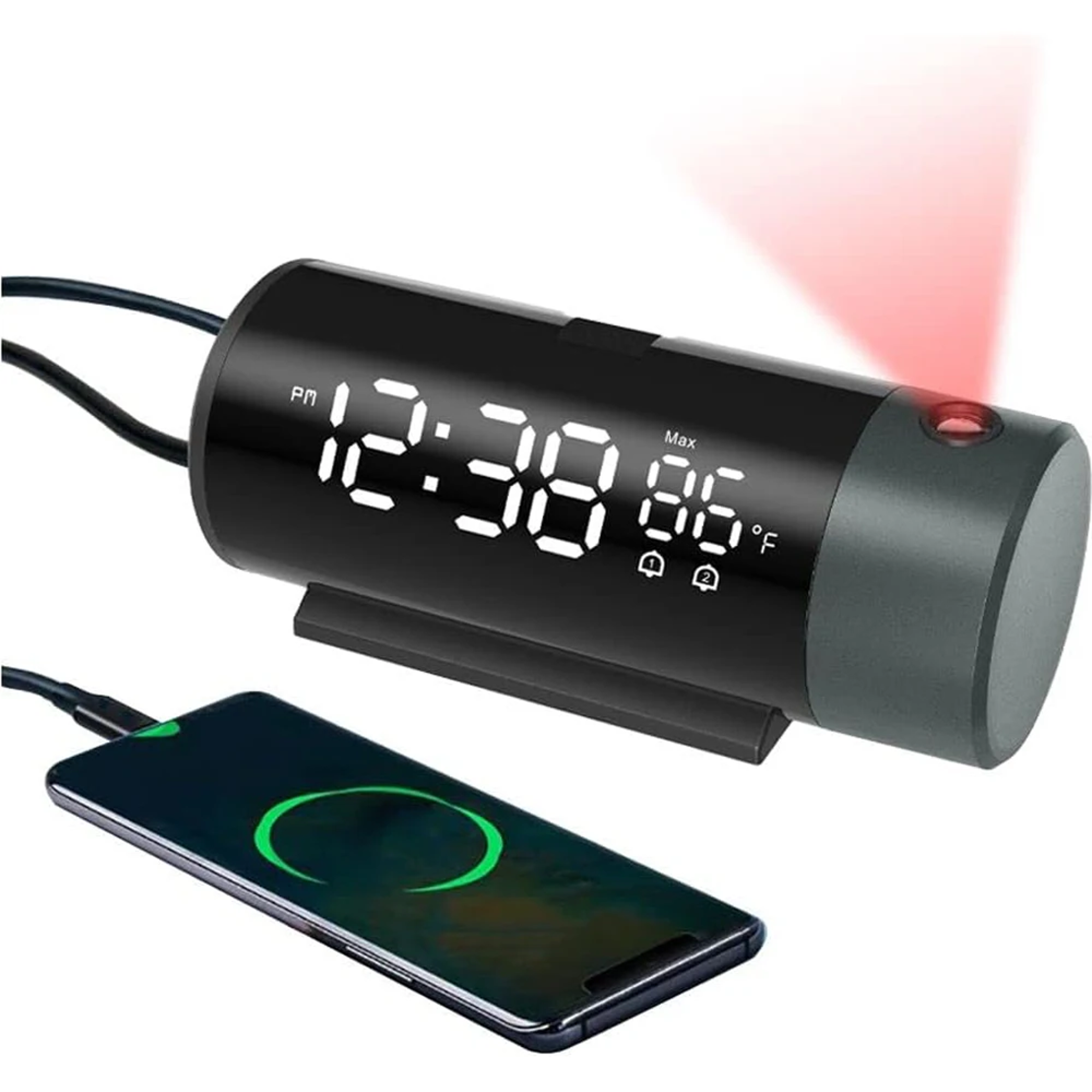 projection alarm clock with ceiling display, digital led alarm clock & dual alarm