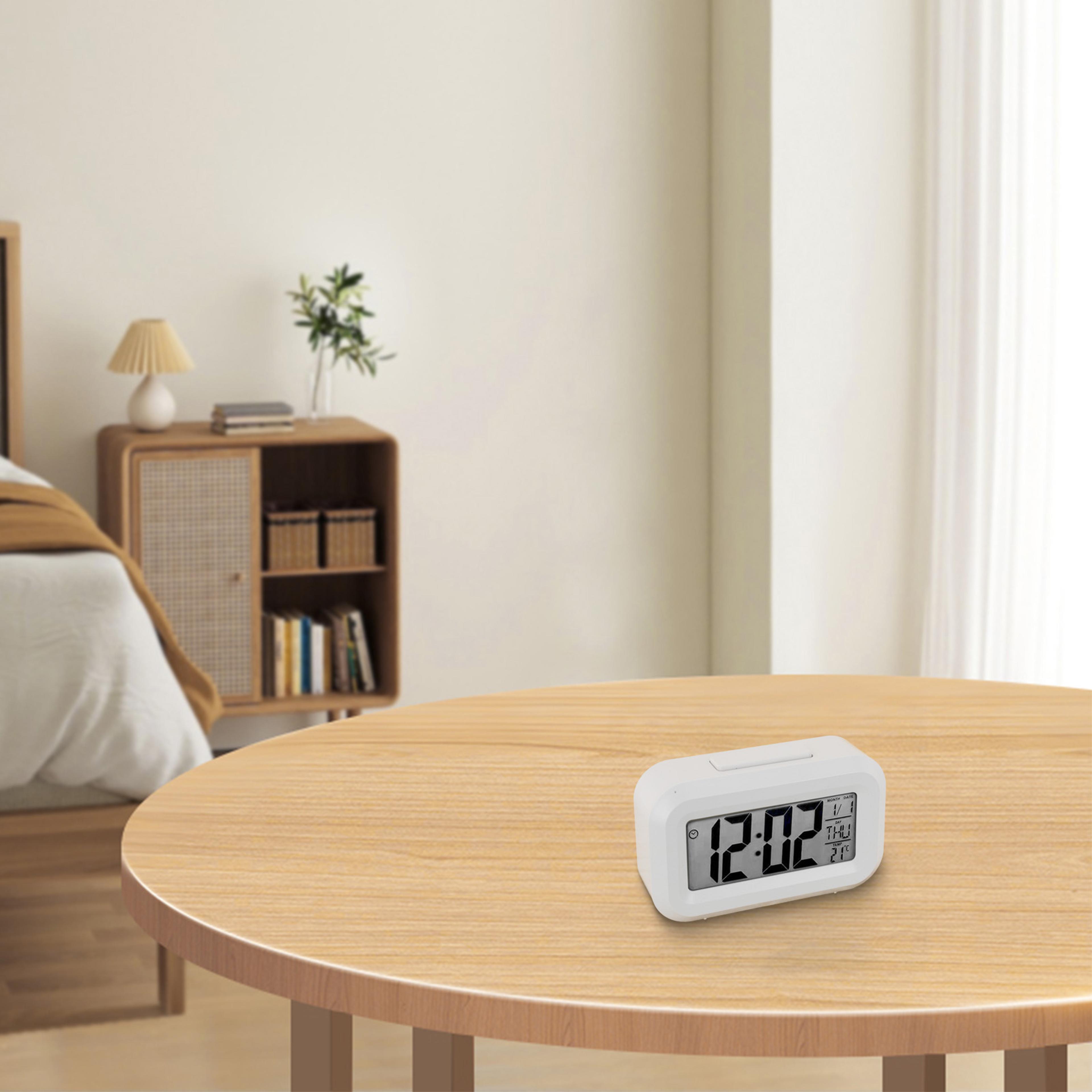 digital alarm clock with led display & snooze mode for bedside, office & desktop
