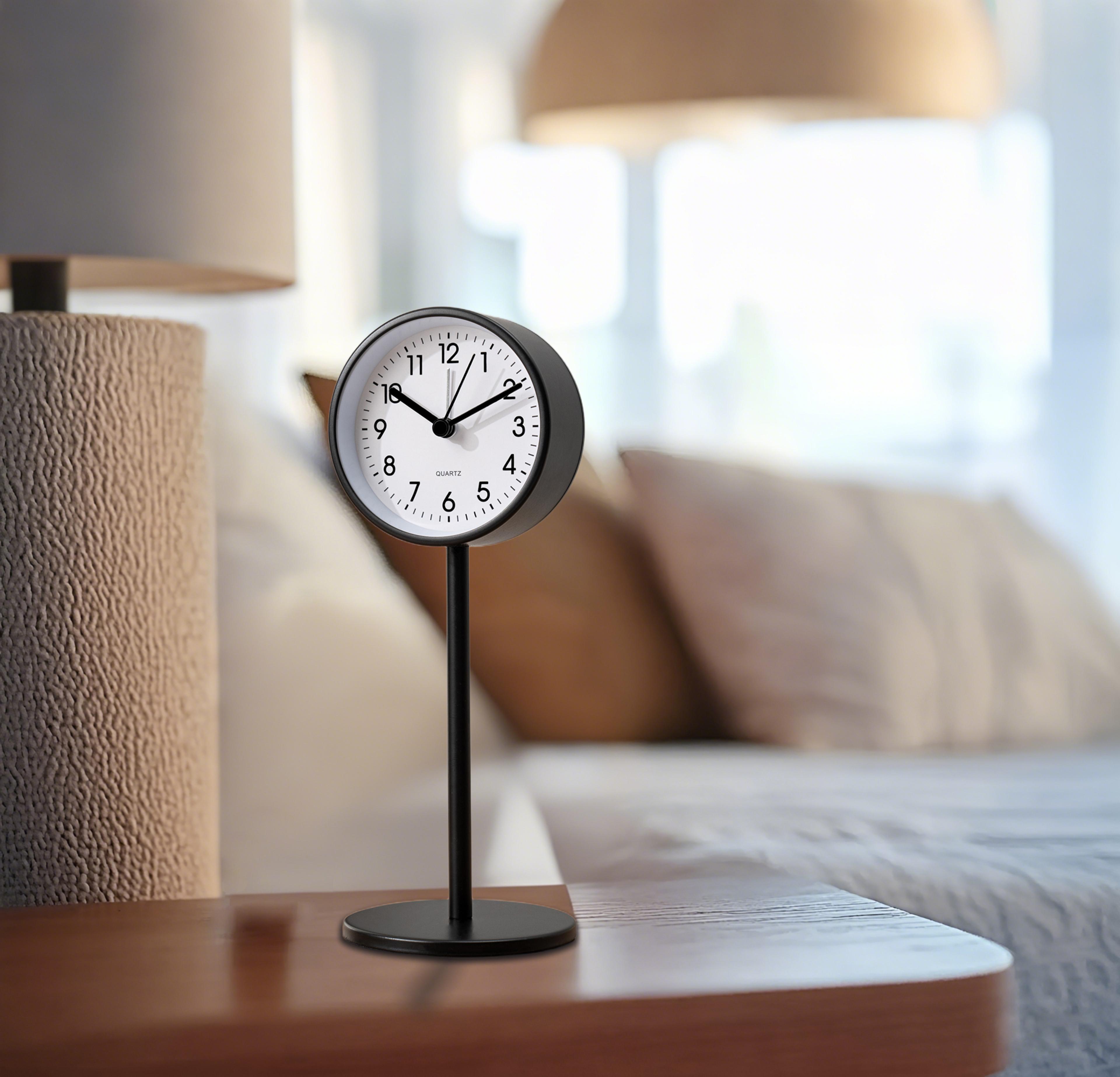 vintage silent metal desk clock retro bedside analog alarm clock with european style
