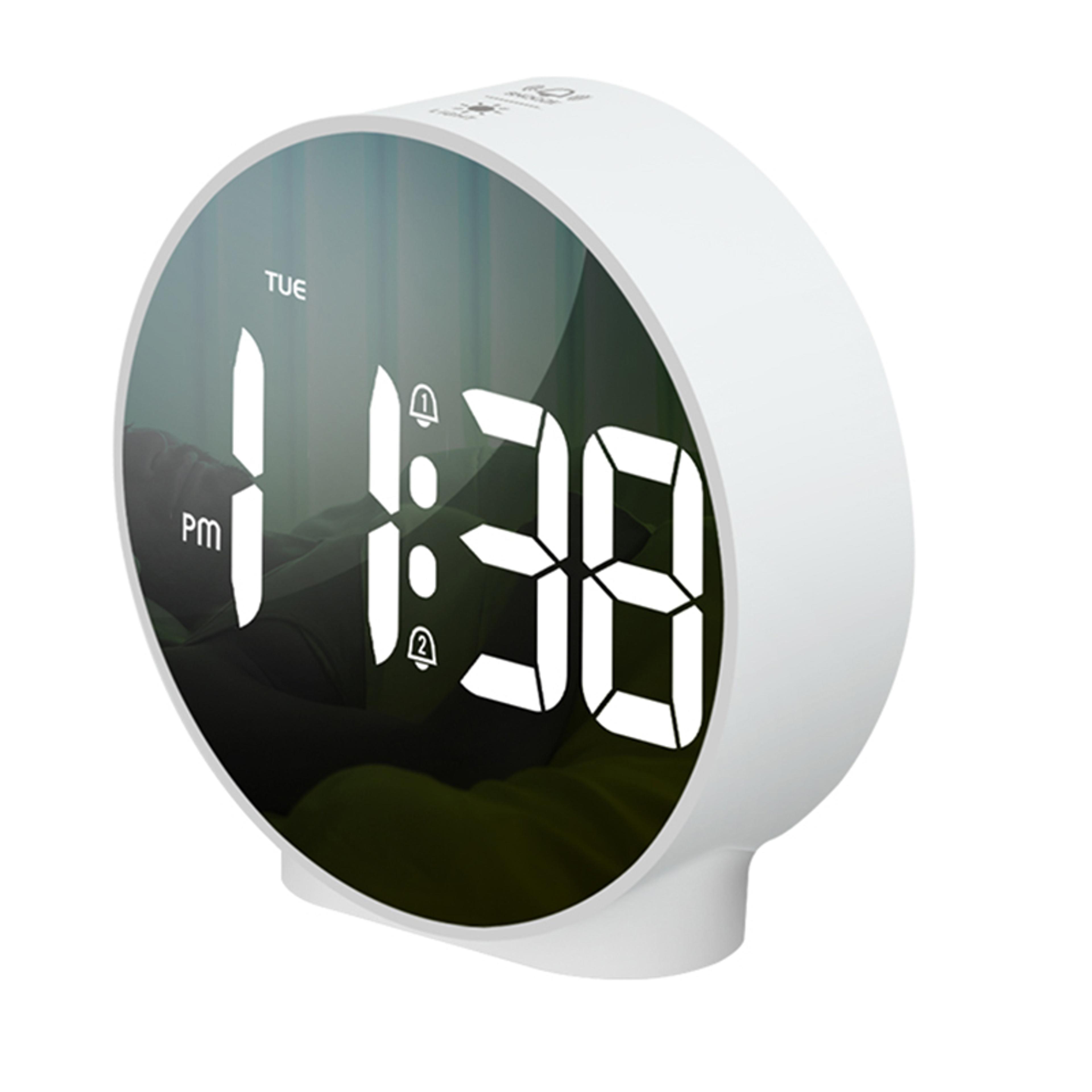 smart led digital alarm clock with dual alarm, snooze & week display for bedside and travel