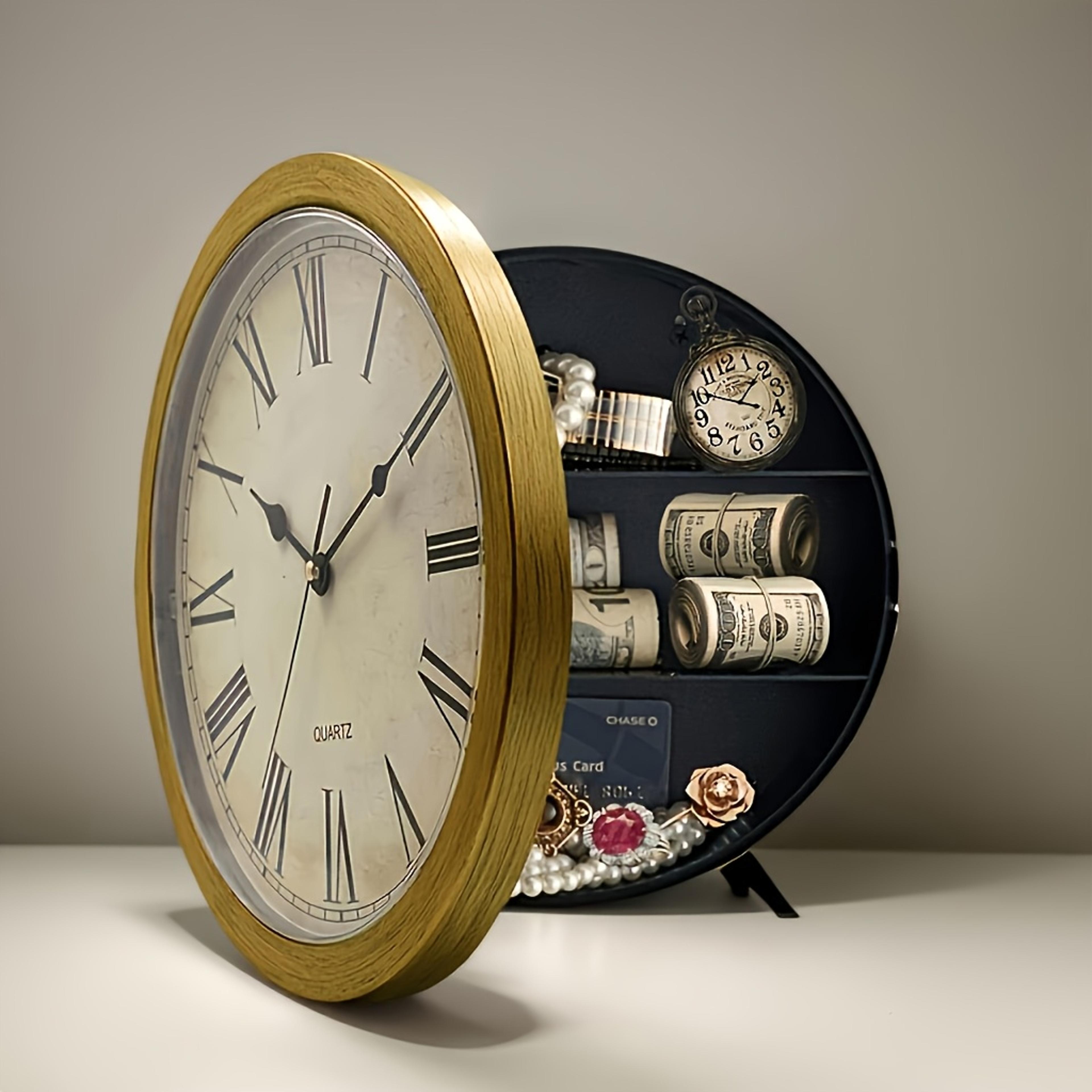 hidden wall safe vintage clock safe secret storage box for cash, jewelry & valuables
