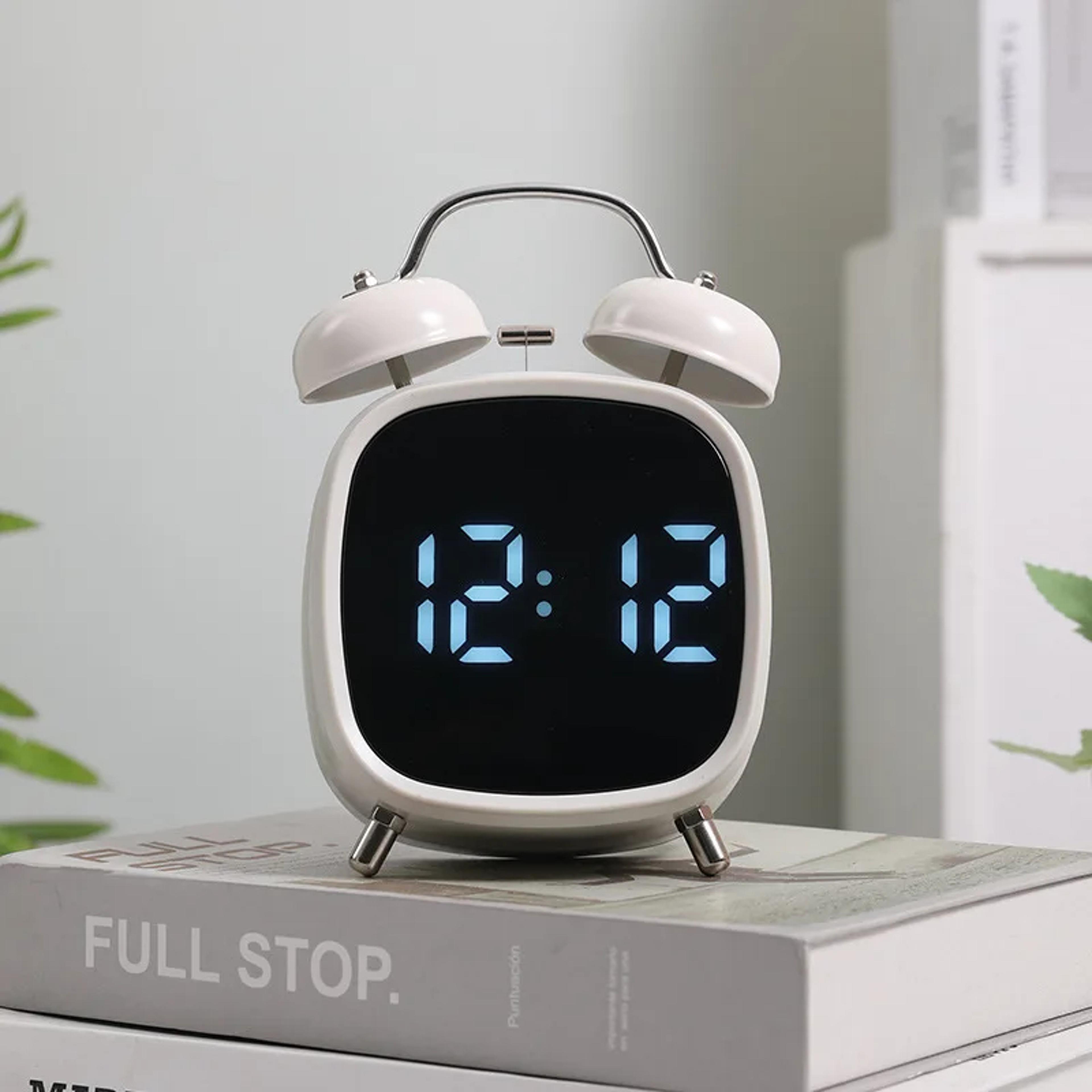 wake sure twin bell loud alarm clock for heavy sleepers with led night light & display