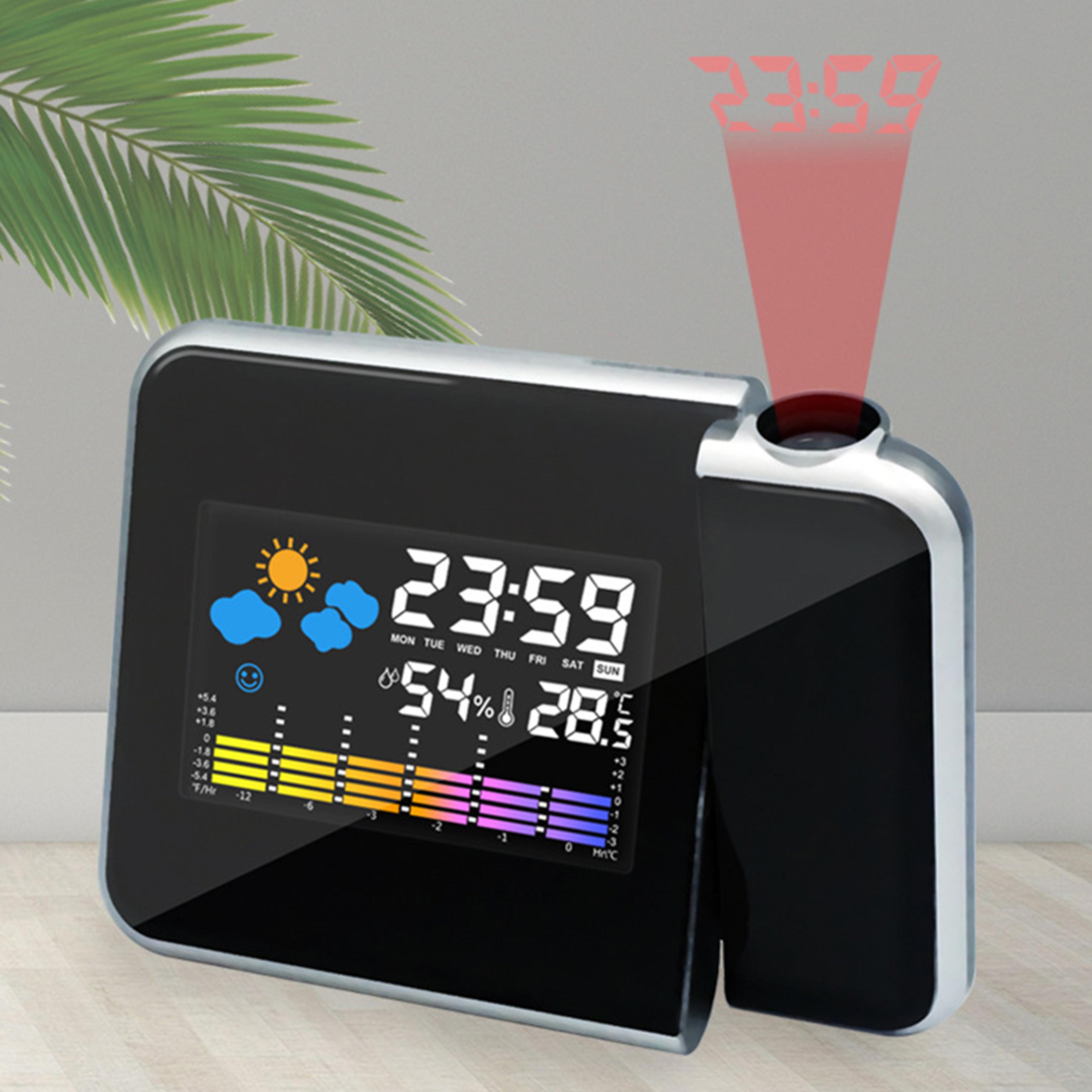 projection alarm clock with adjustable led projector & night backlight for bedroom