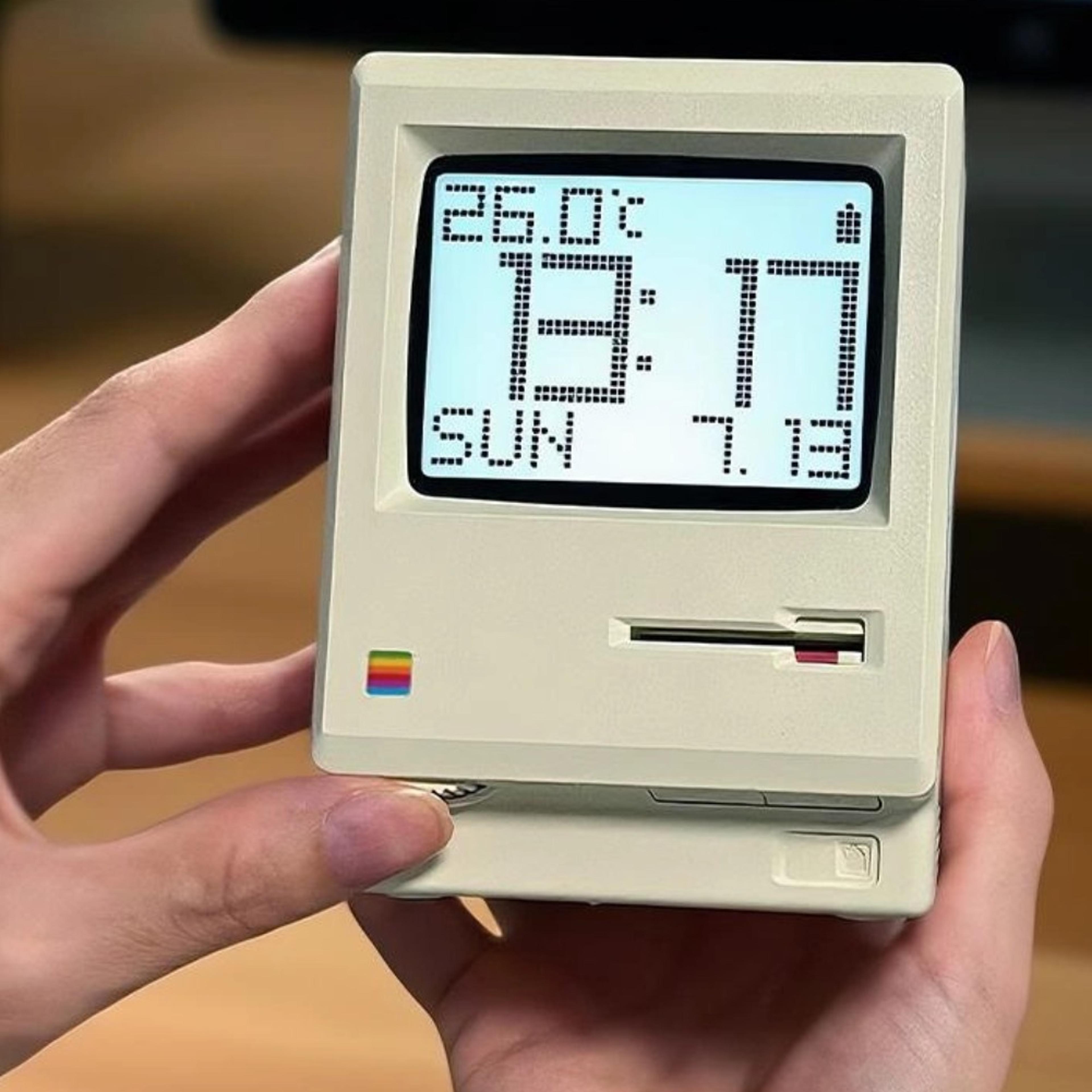 retro macintosh style digital desk clock with alarm vintage desktop decor