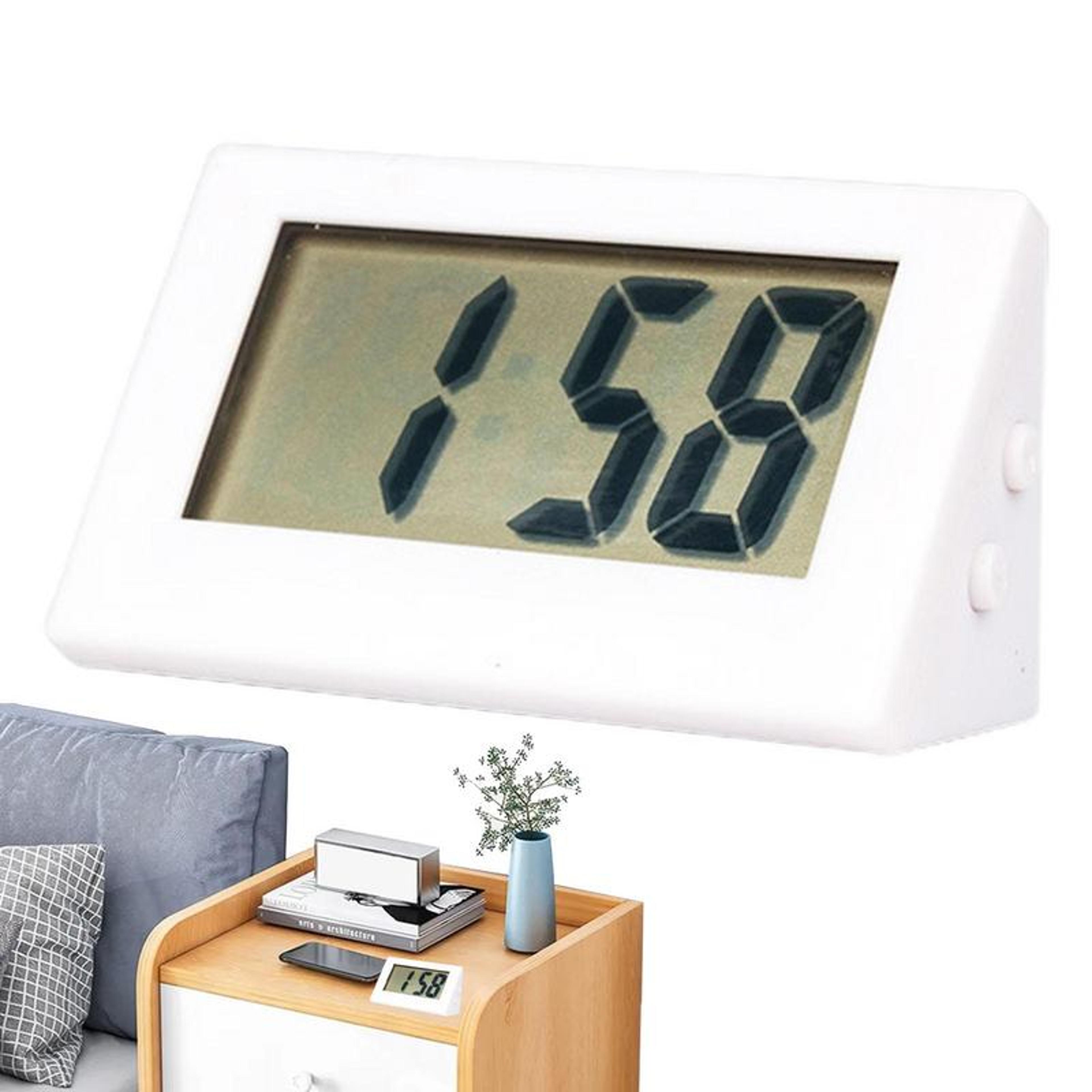 mini digital lcd desk clock silent portable table clock for bedroom, office & dashboard