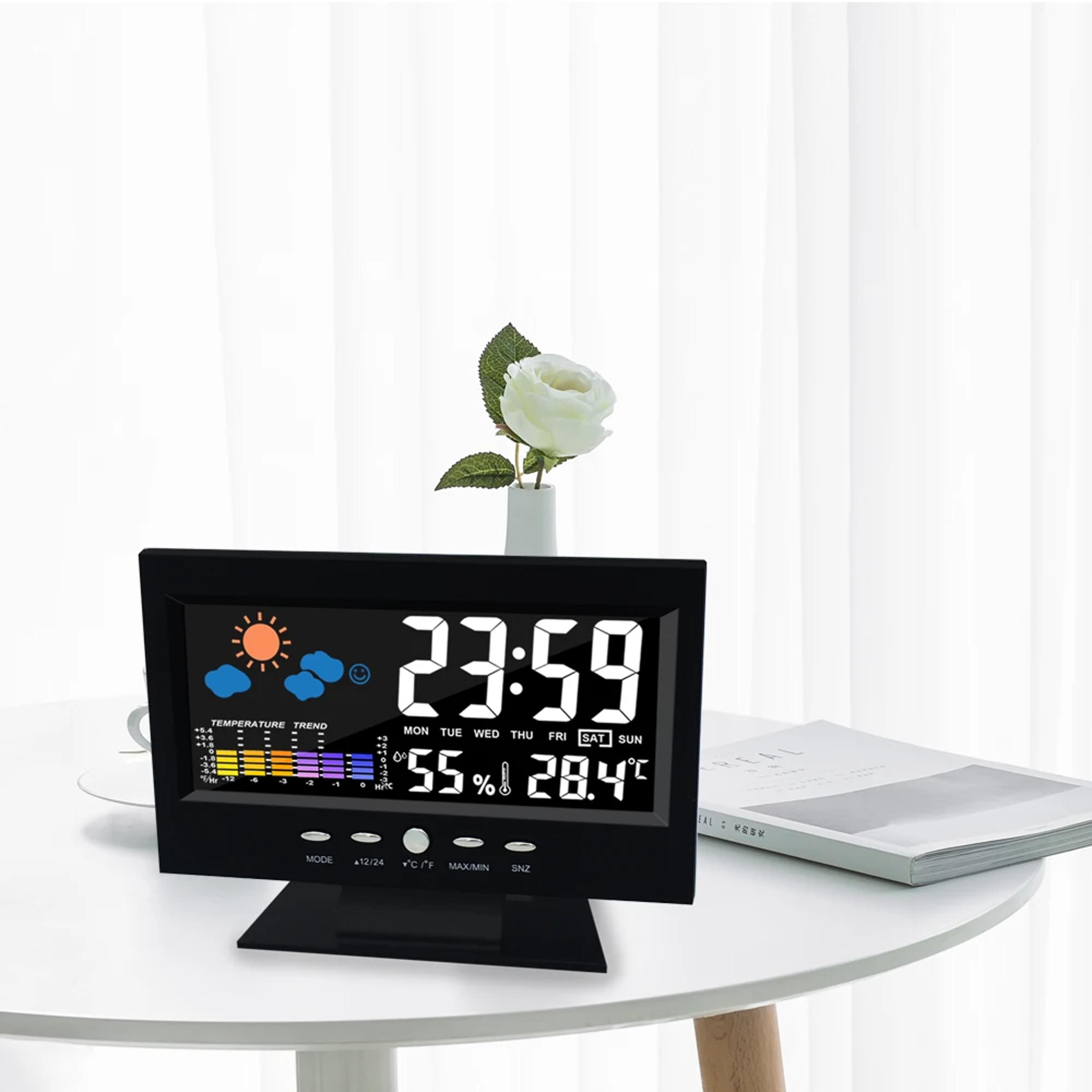 digital weather station lcd weather clock with indoor thermometer & humidity monitor