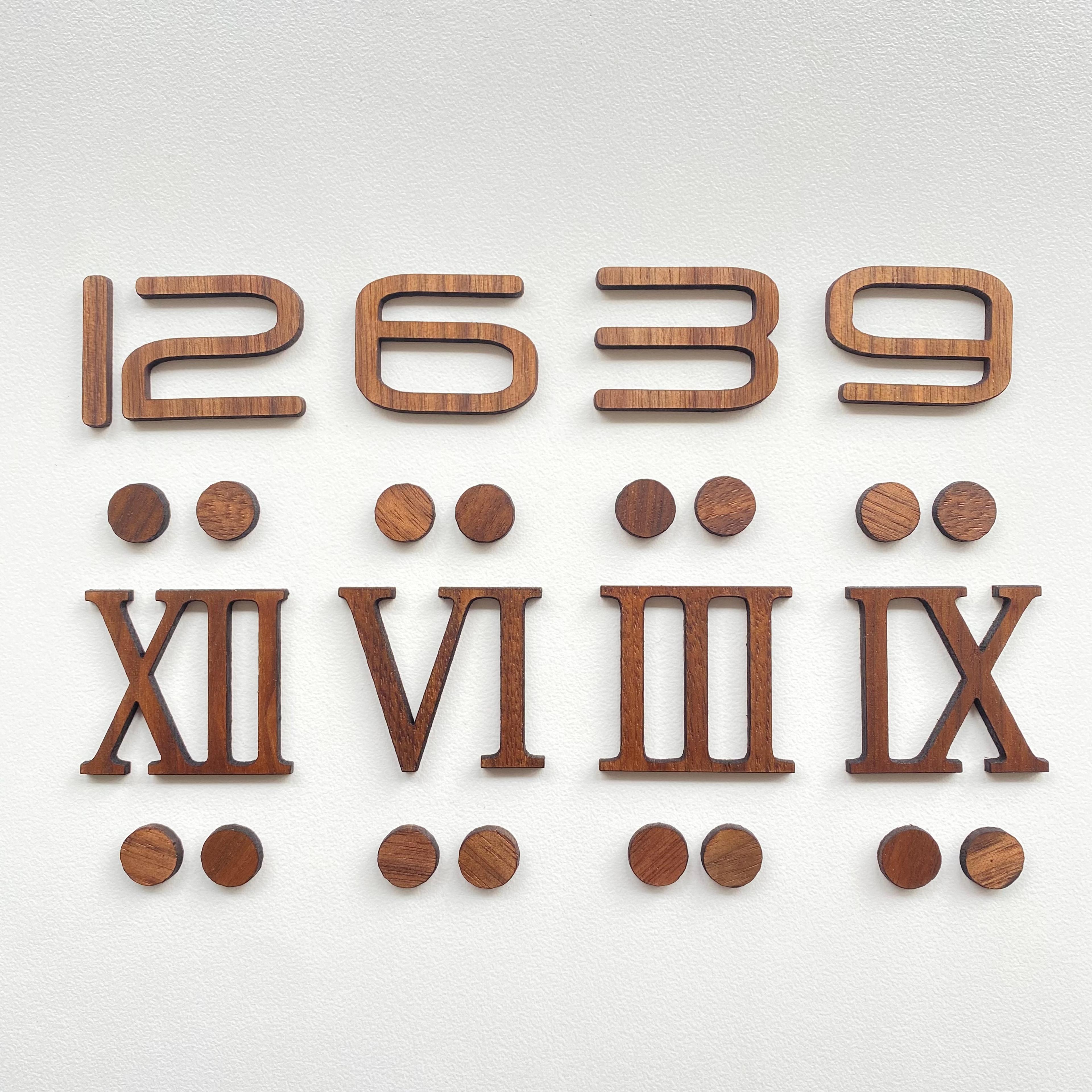 custom wooden clock numbers kit with self adhesive arabic & roman diy wall clock numerals