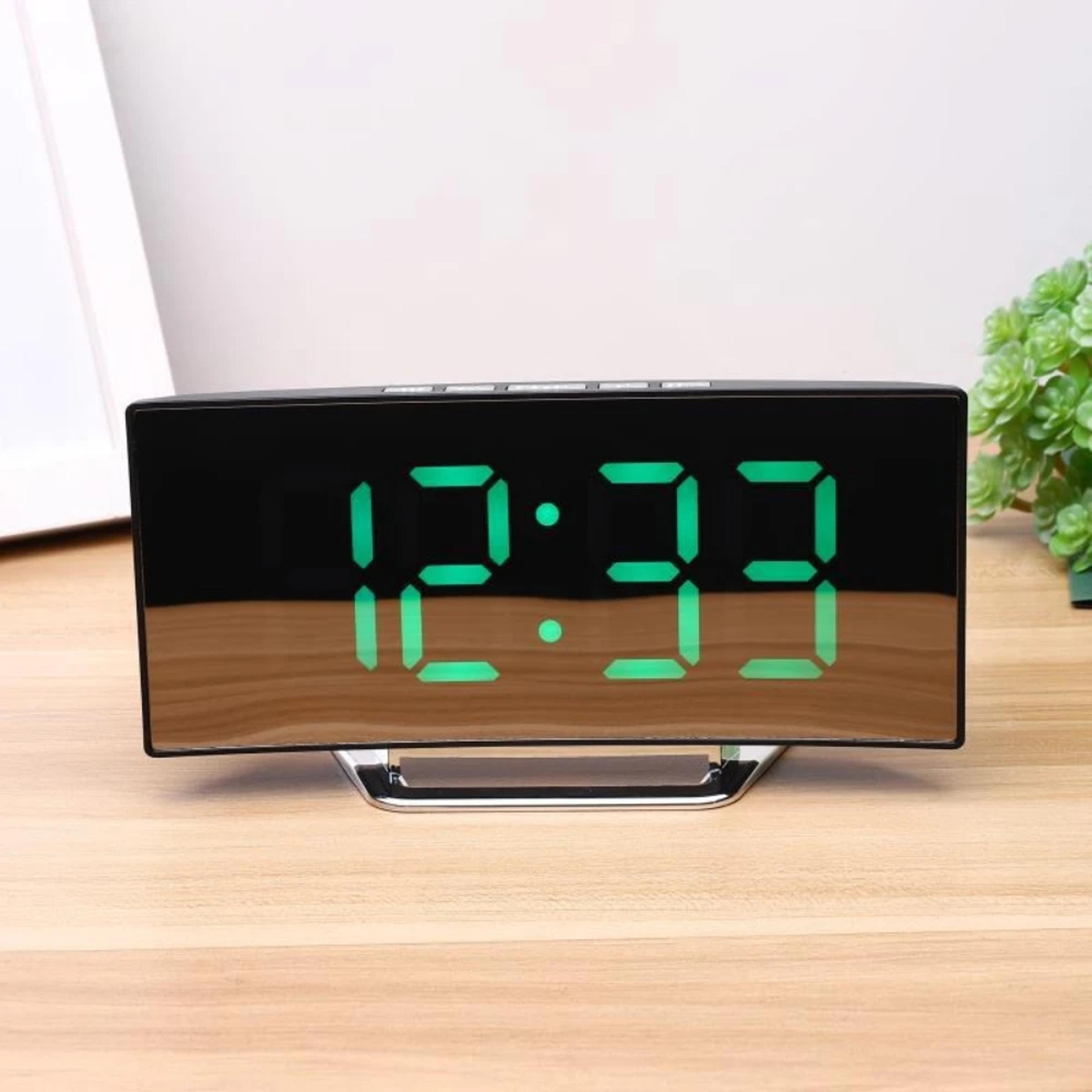 smart led alarm clock with large display, snooze & adjustable brightness for bedroom and desk