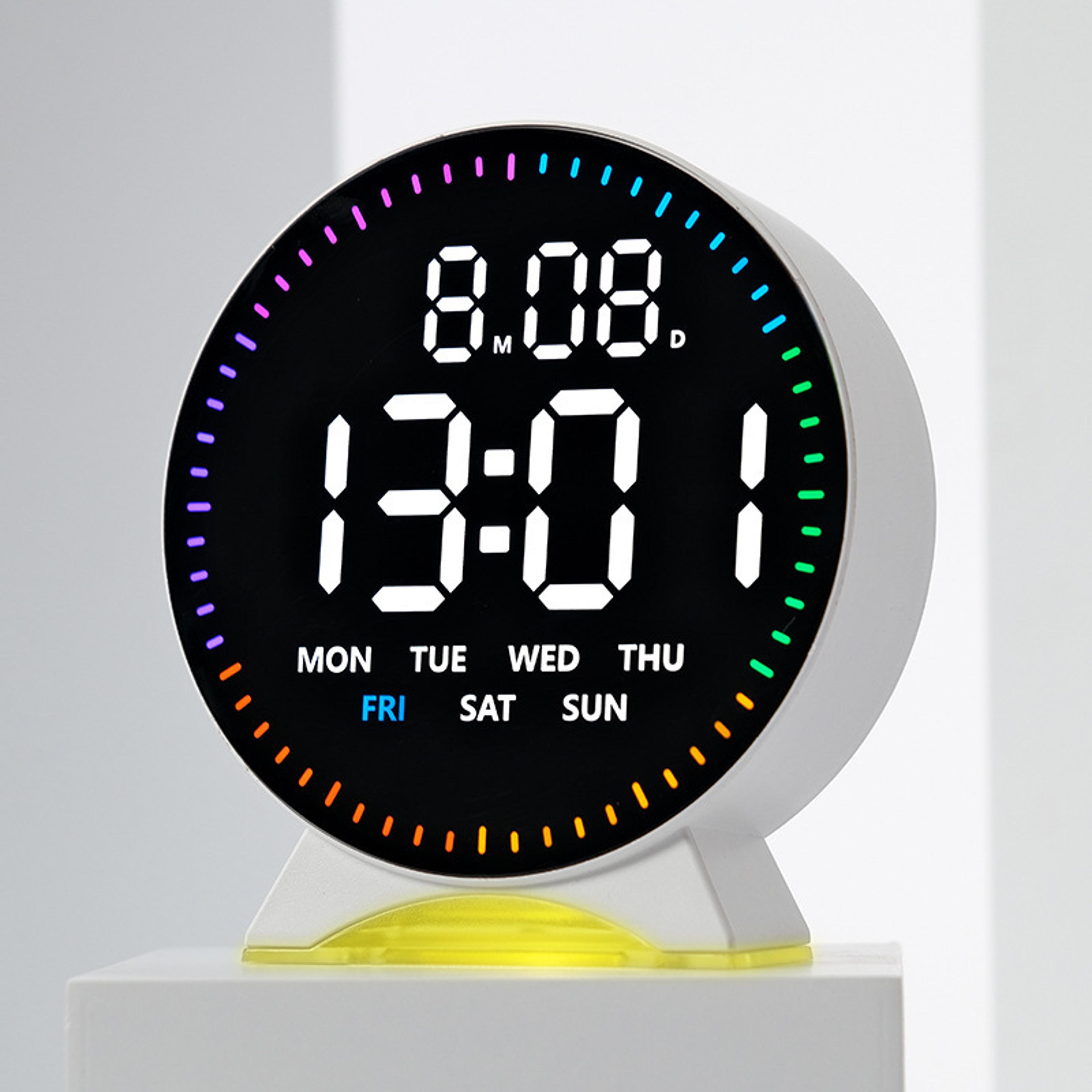 smart led alarm clock with ambient light, auto dimming & usb digital desk clock