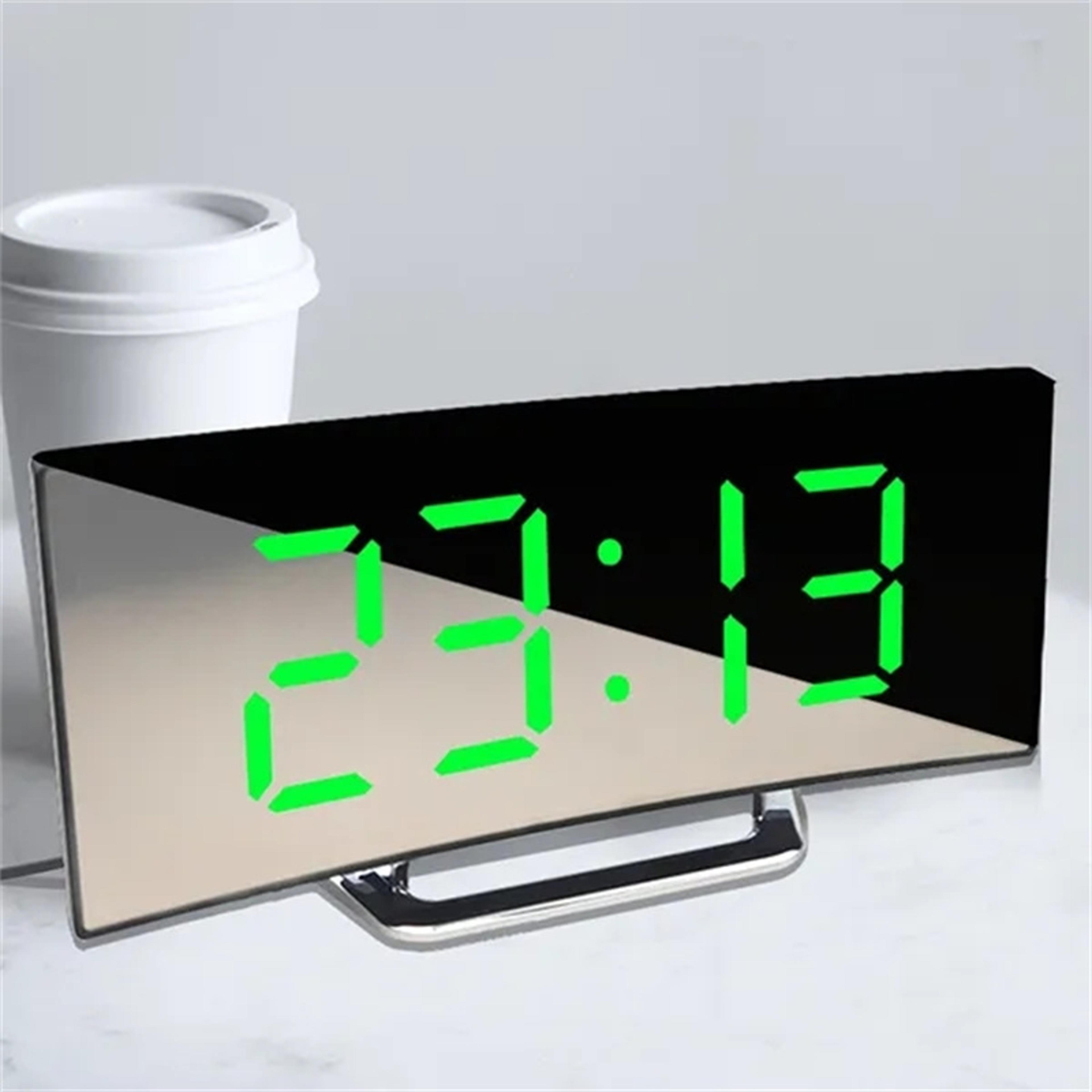 glow view led digital alarm clock with mirror display, large display clock & usb powered design