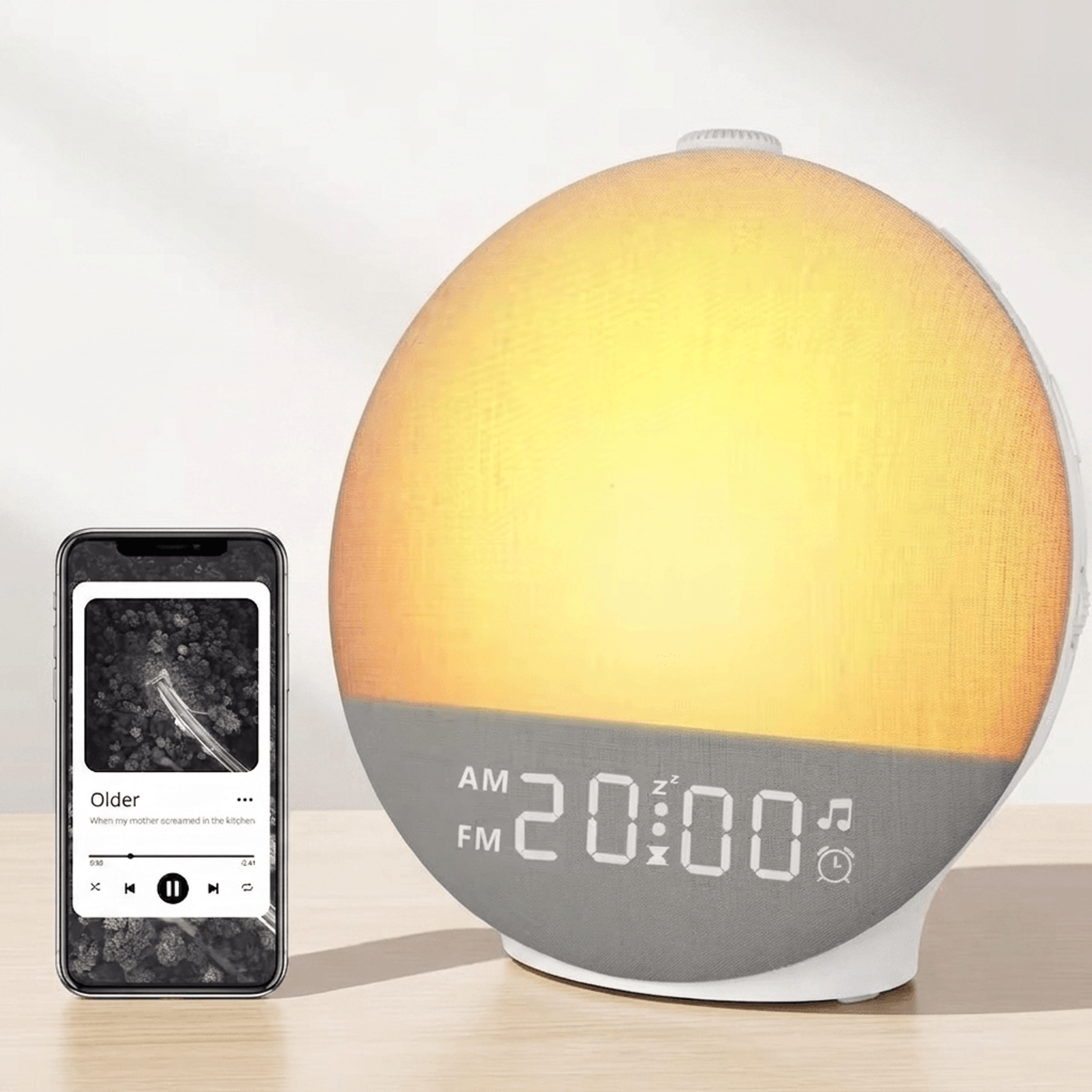 sunrise alarm clock with white noise machine, wake up light & bluetooth speaker