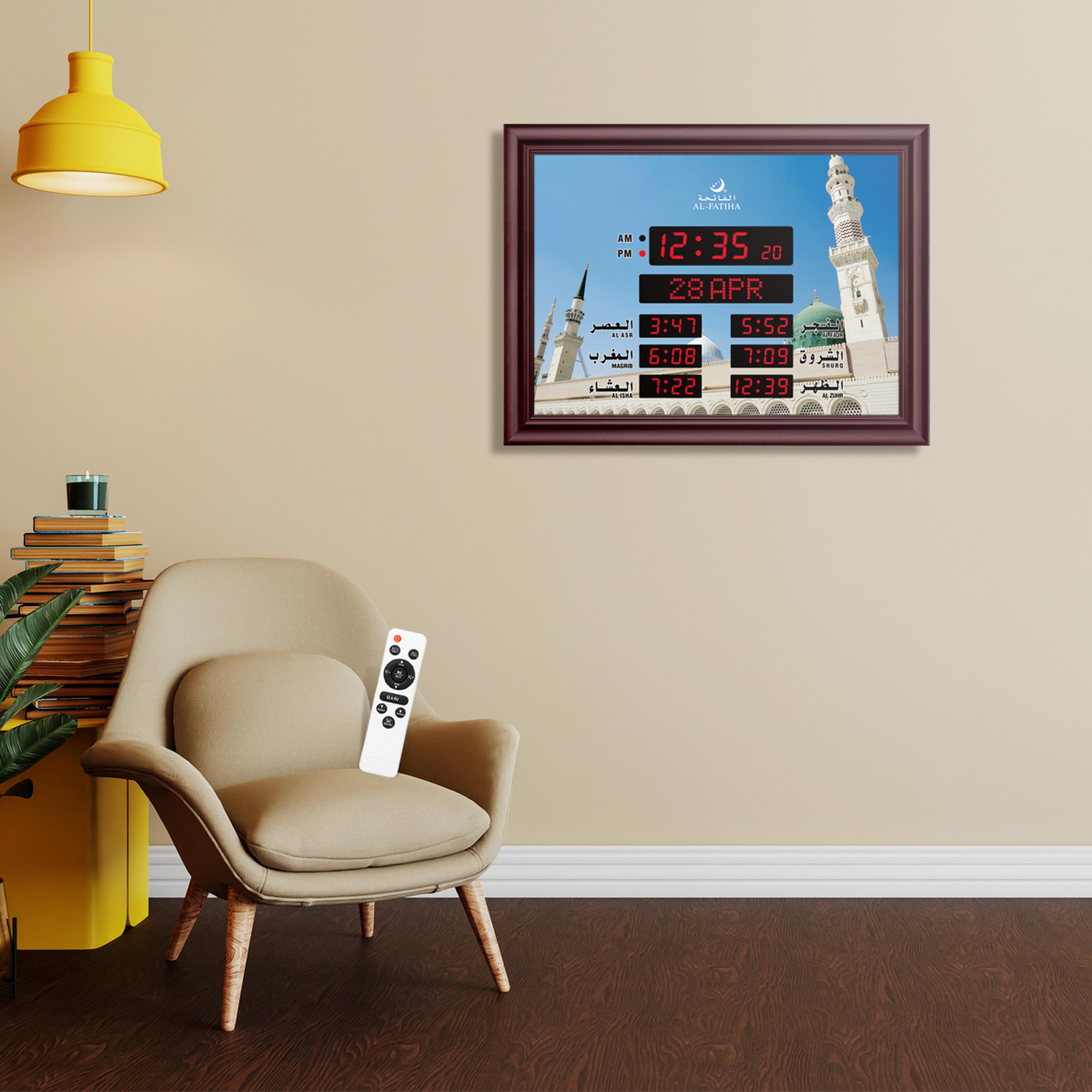 digital azan prayer clock with hijri calendar led islamic wall clock