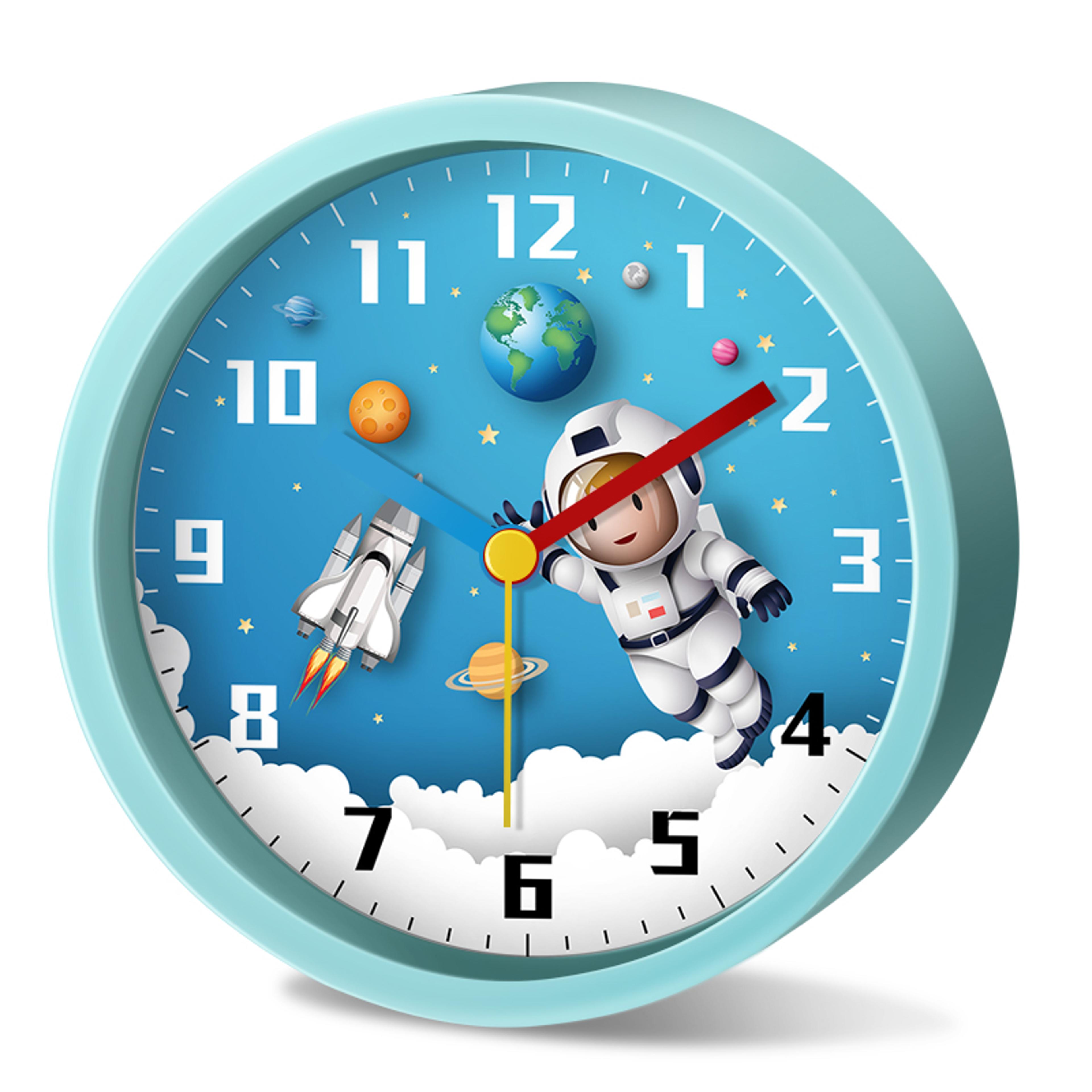 astronaut kids alarm clock silent analog space themed desk clock for bedroom & study