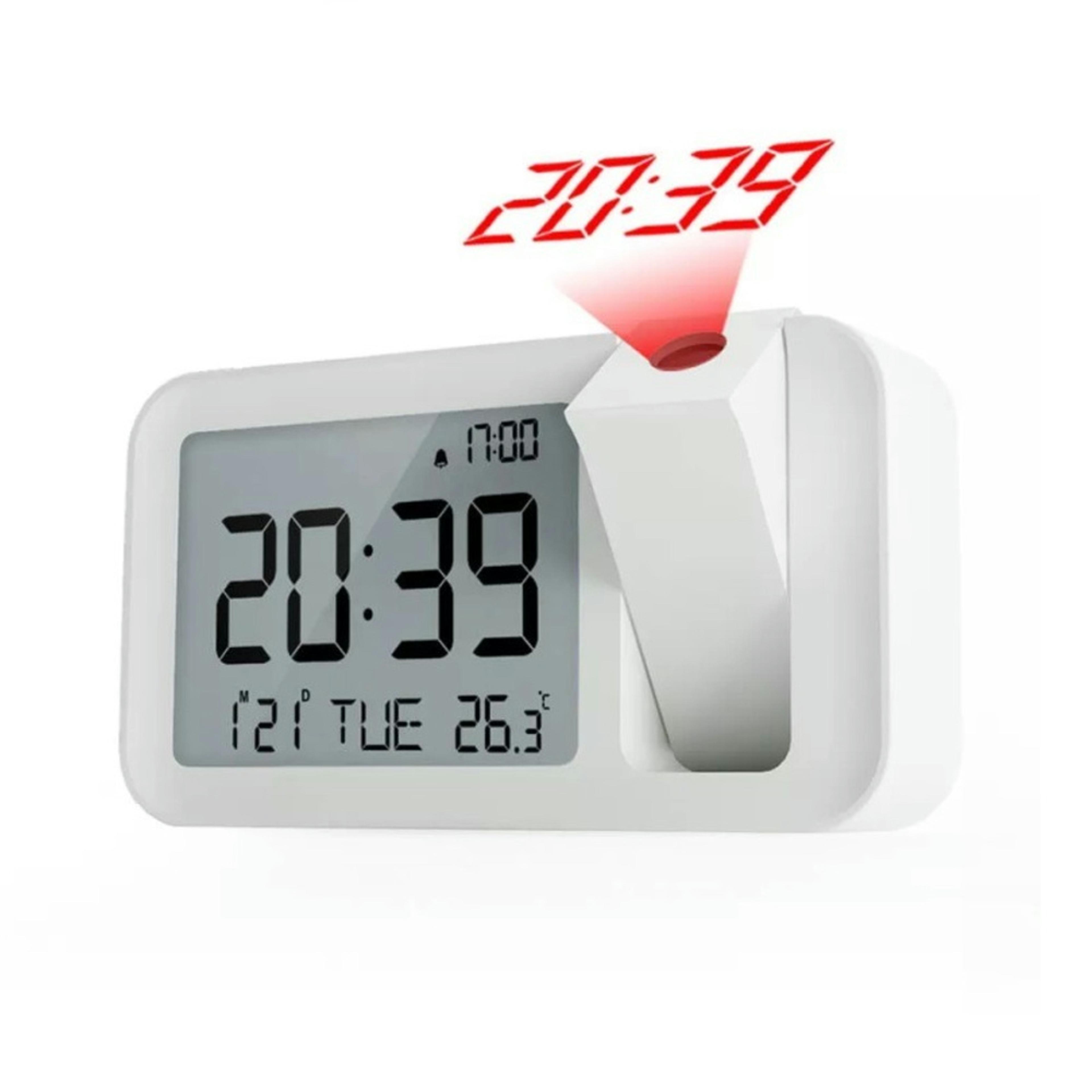 projection alarm clock with led display, usb rechargeable digital bedside clock & ceiling time projector