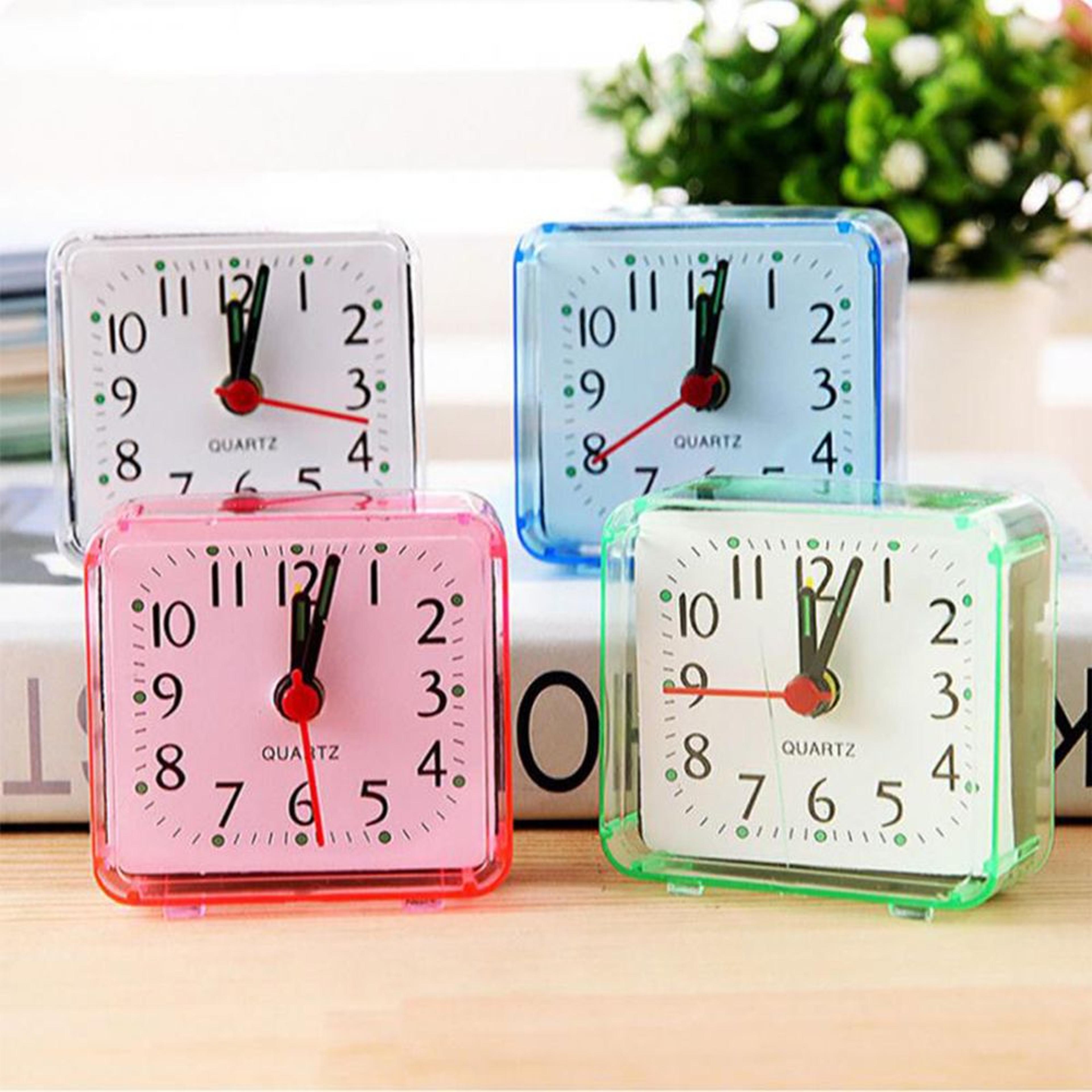silent bedside alarm clock battery operated square desk clock for kids, students & travel
