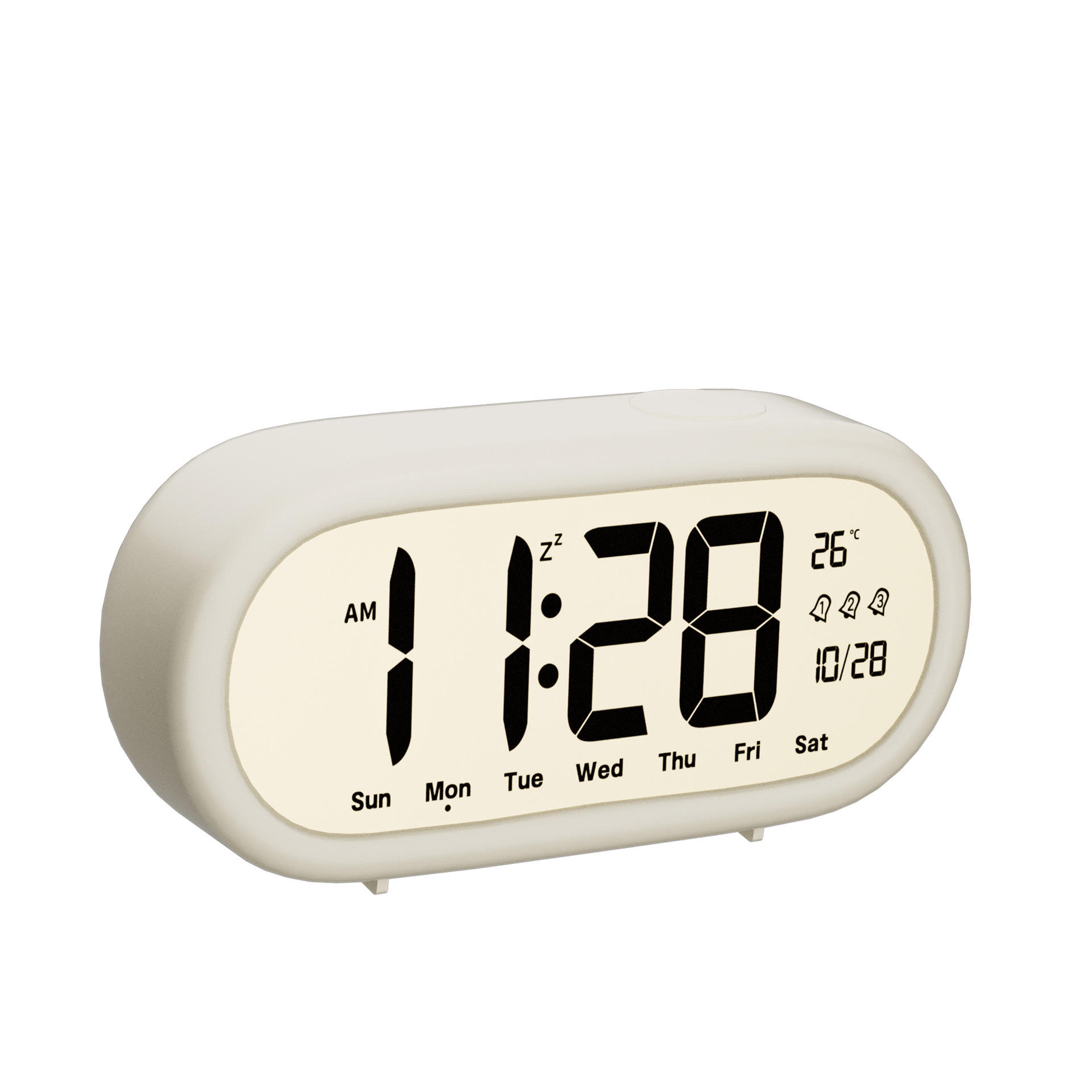 smart lcd digital alarm clock with temperature humidity monitor & calendar display