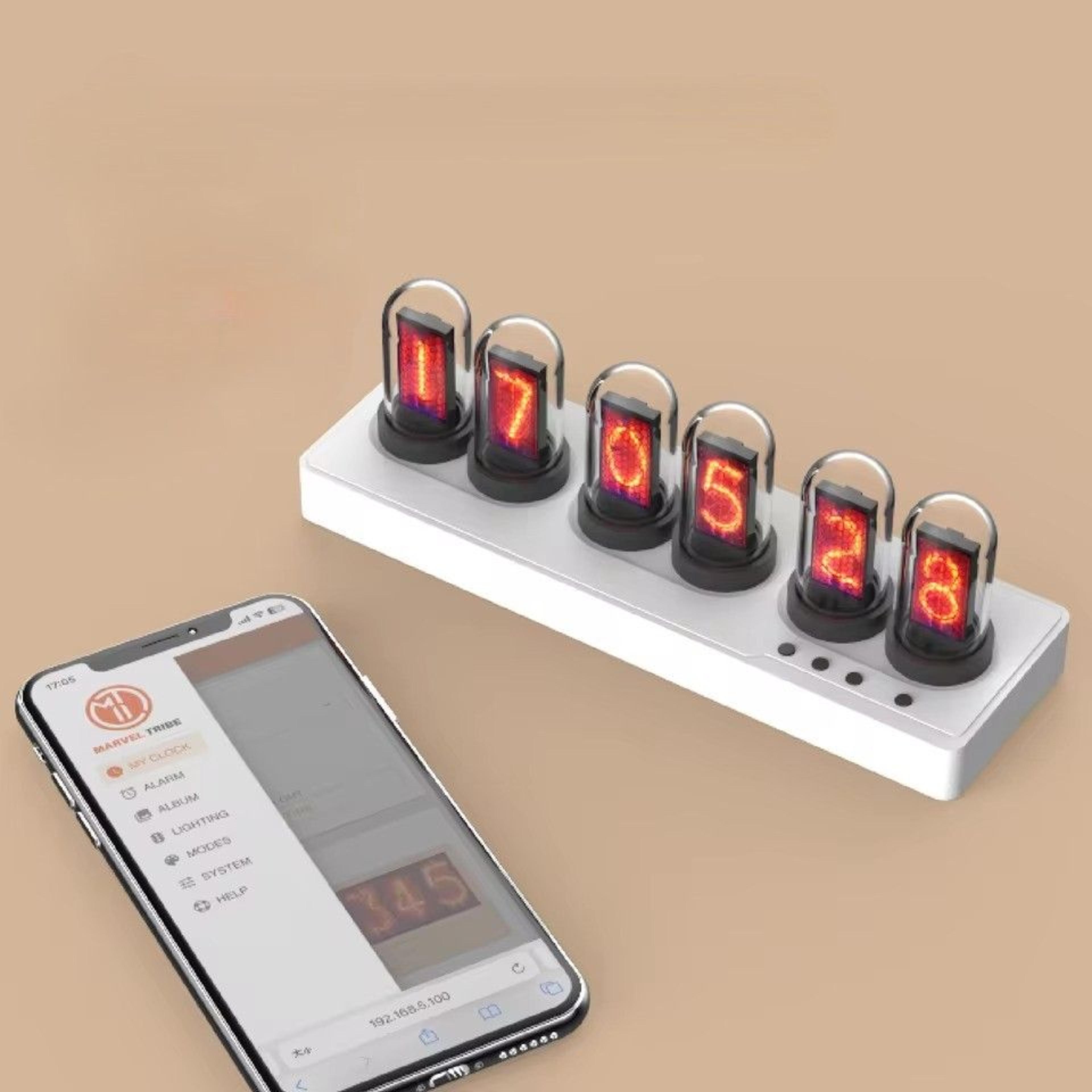 wifi ips nixie tube clock with smart alarm & custom rgb display