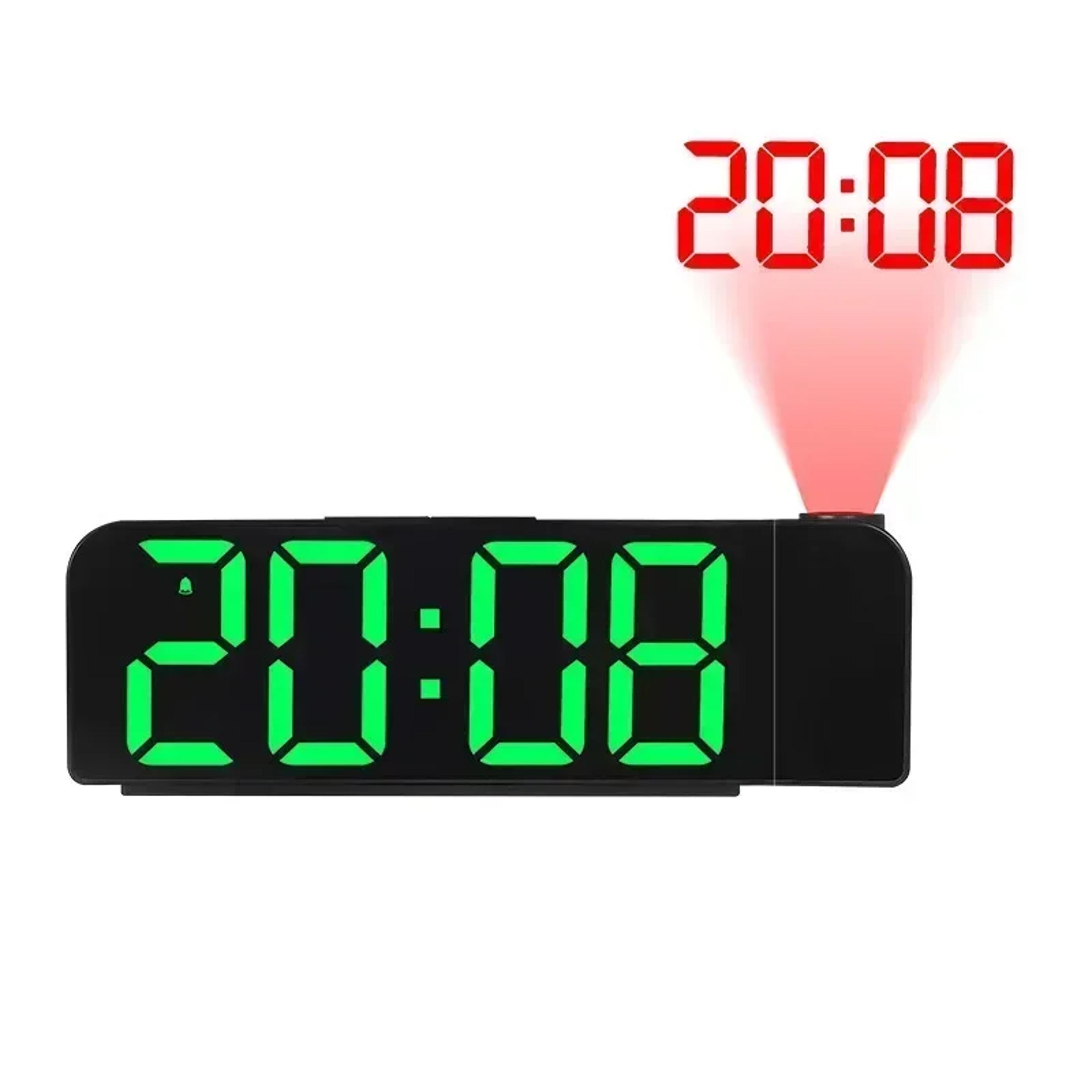 smart projection alarm clock with rotating led display, night mode & power memory for bedroom