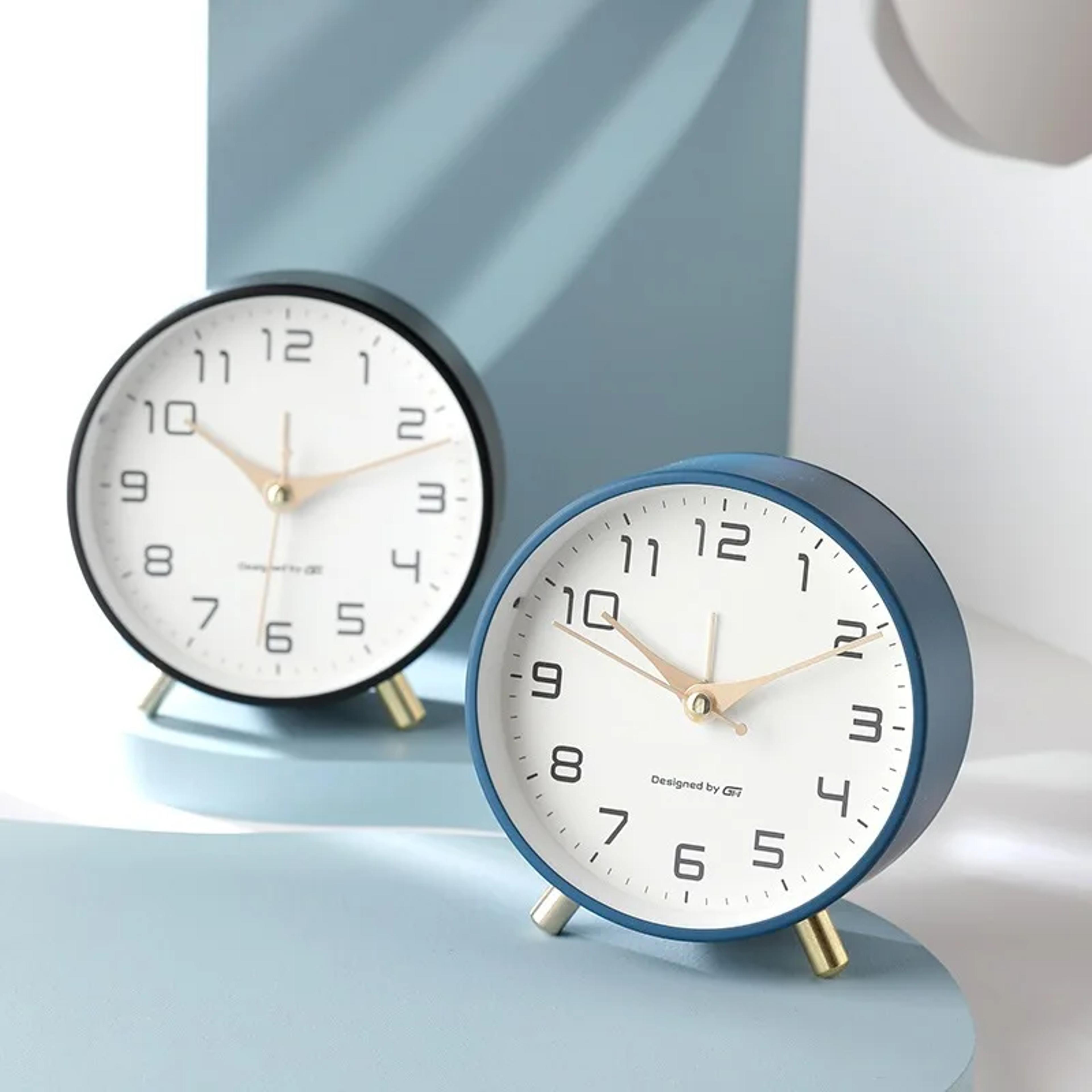 nordic silent alarm clock minimalist metal desk clock for bedroom, office & study