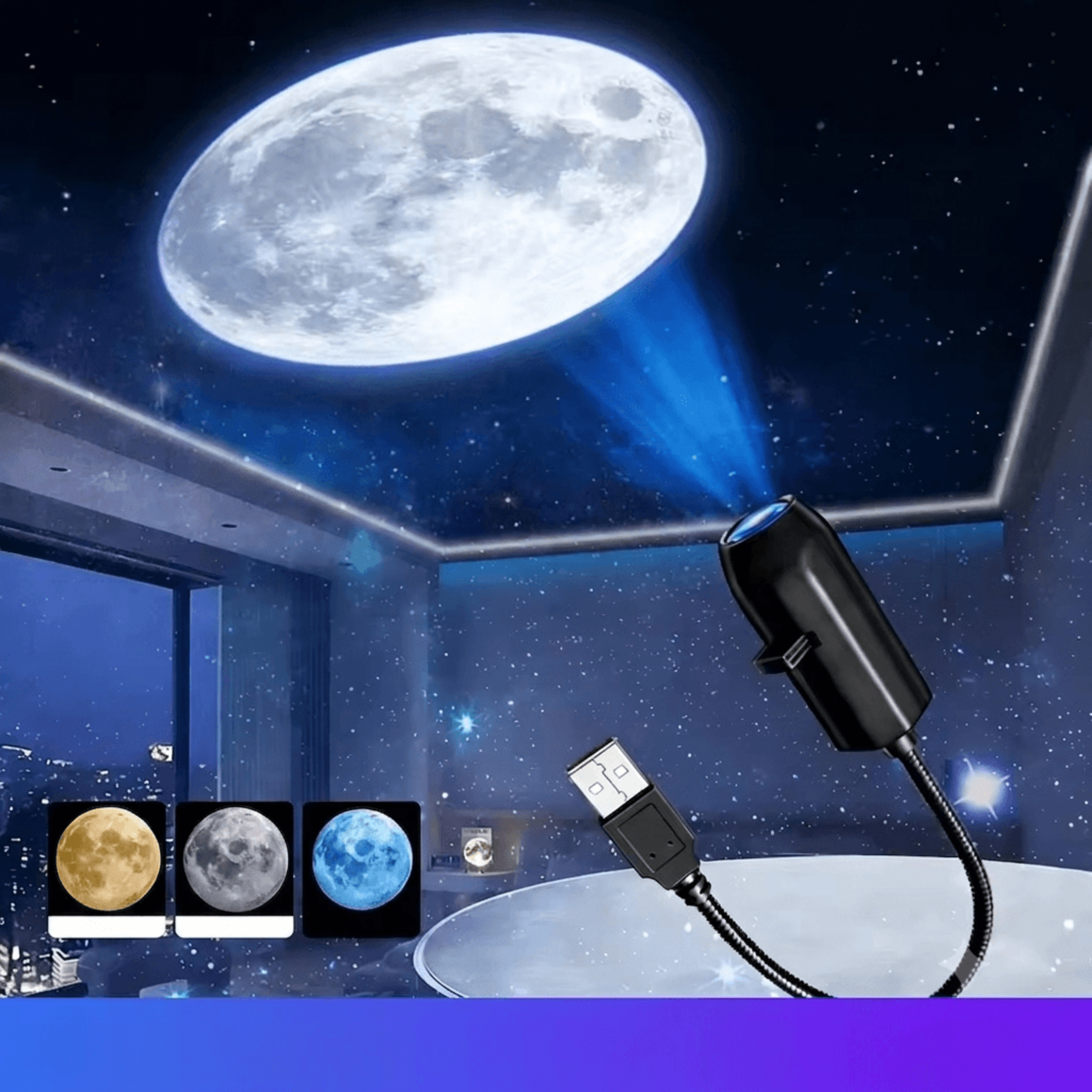 galaxy projector moon & earth usb planet projector lamp with interchangeable projection films