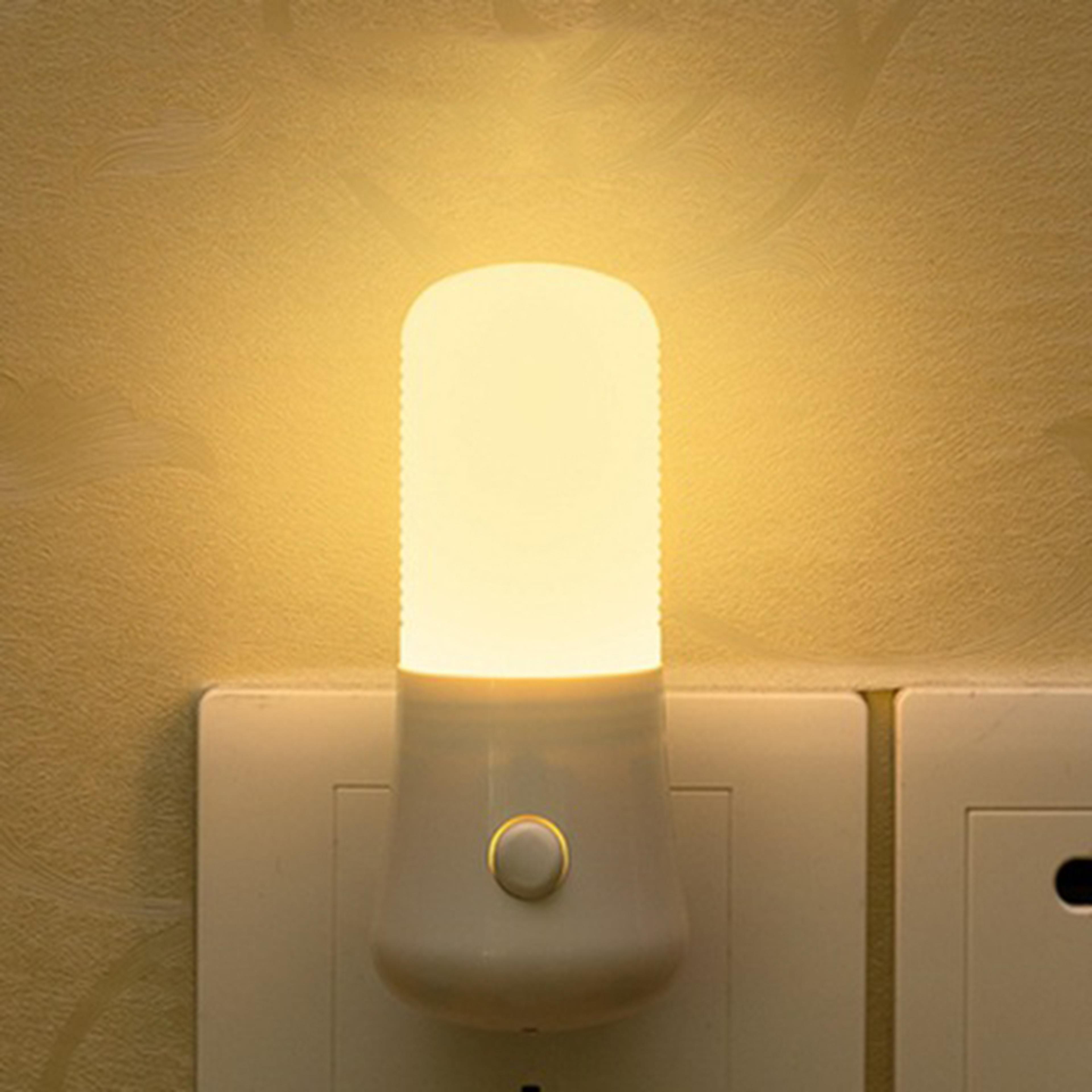 warm glow led night light plug in bedroom bedside lamp wall socket lamp