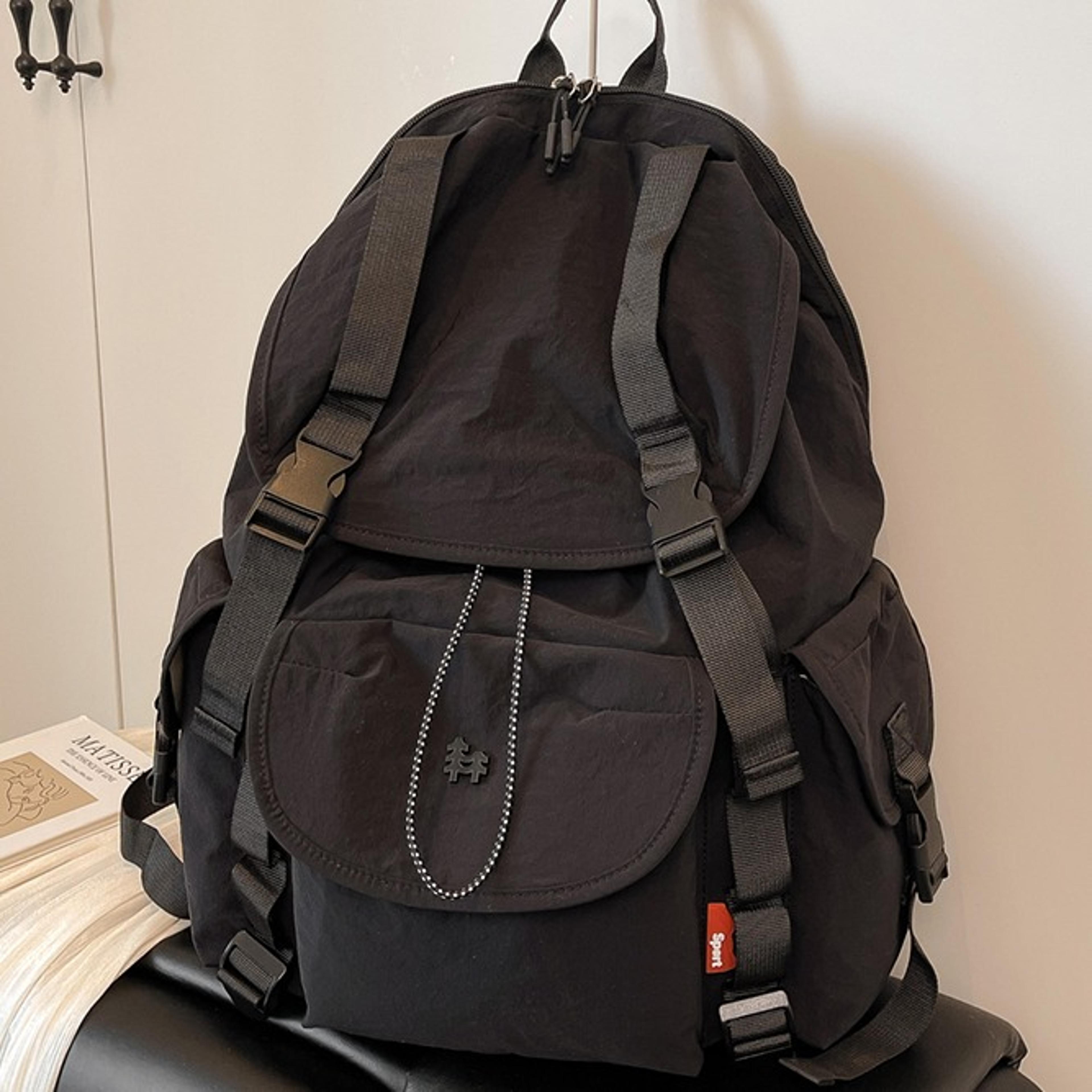 left side soft cloth backpack for women cute summer school travel bag