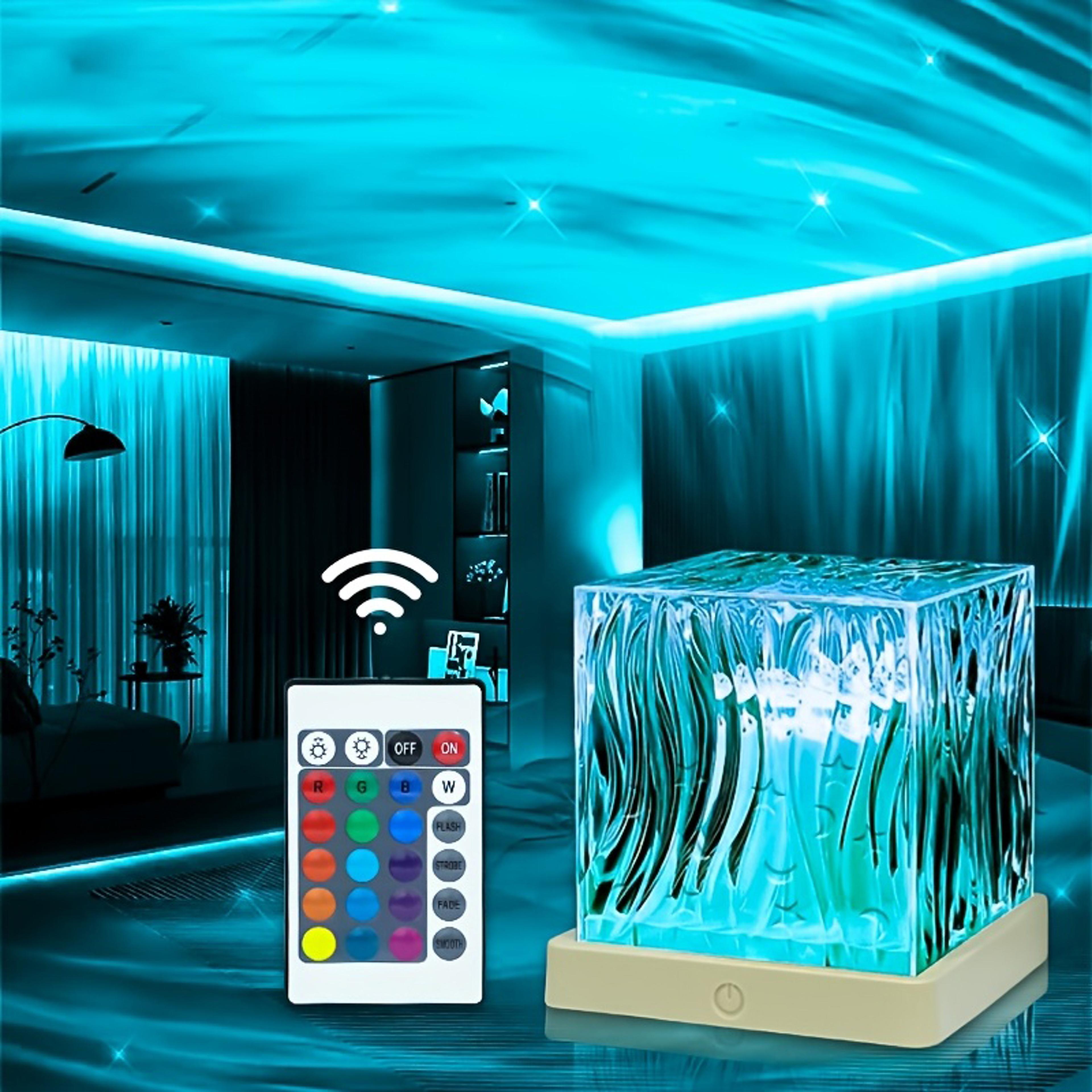 colors rgb crystal aurora projector lamp touch remote led night light
