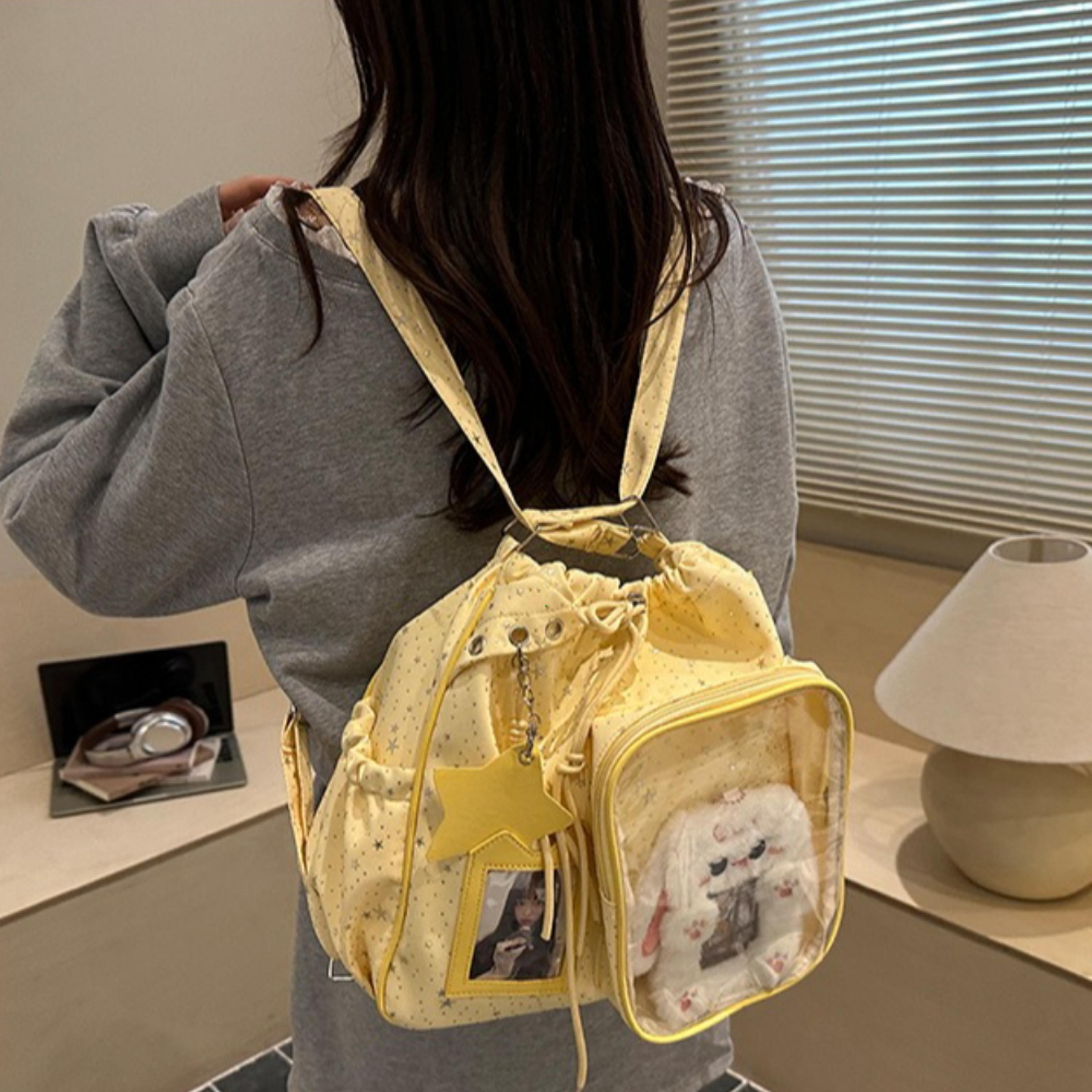pentagram ita backpack large capacity anime school backpack with pin display window
