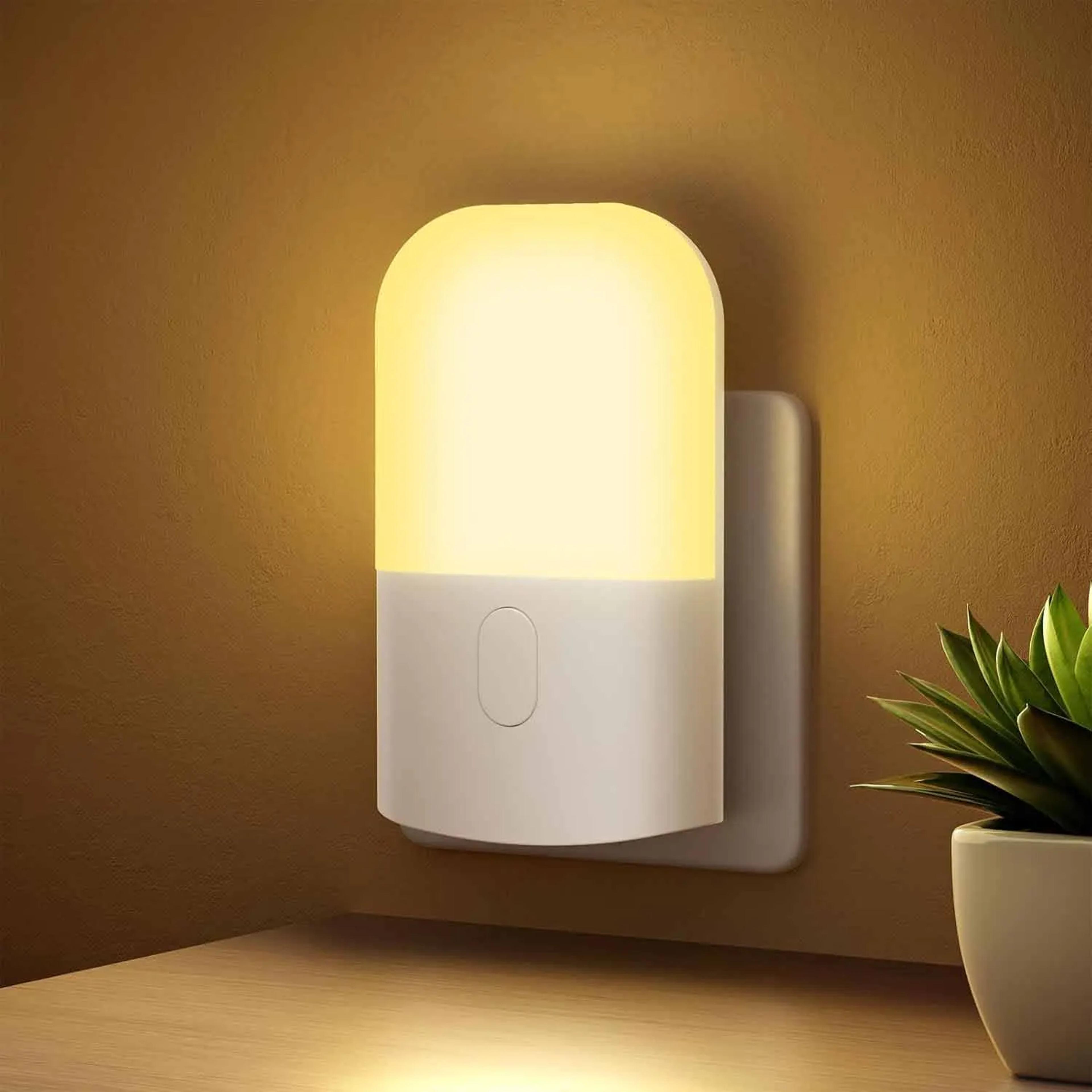 dimmable led night light plug in with dusk to dawn sensor & warm white glow