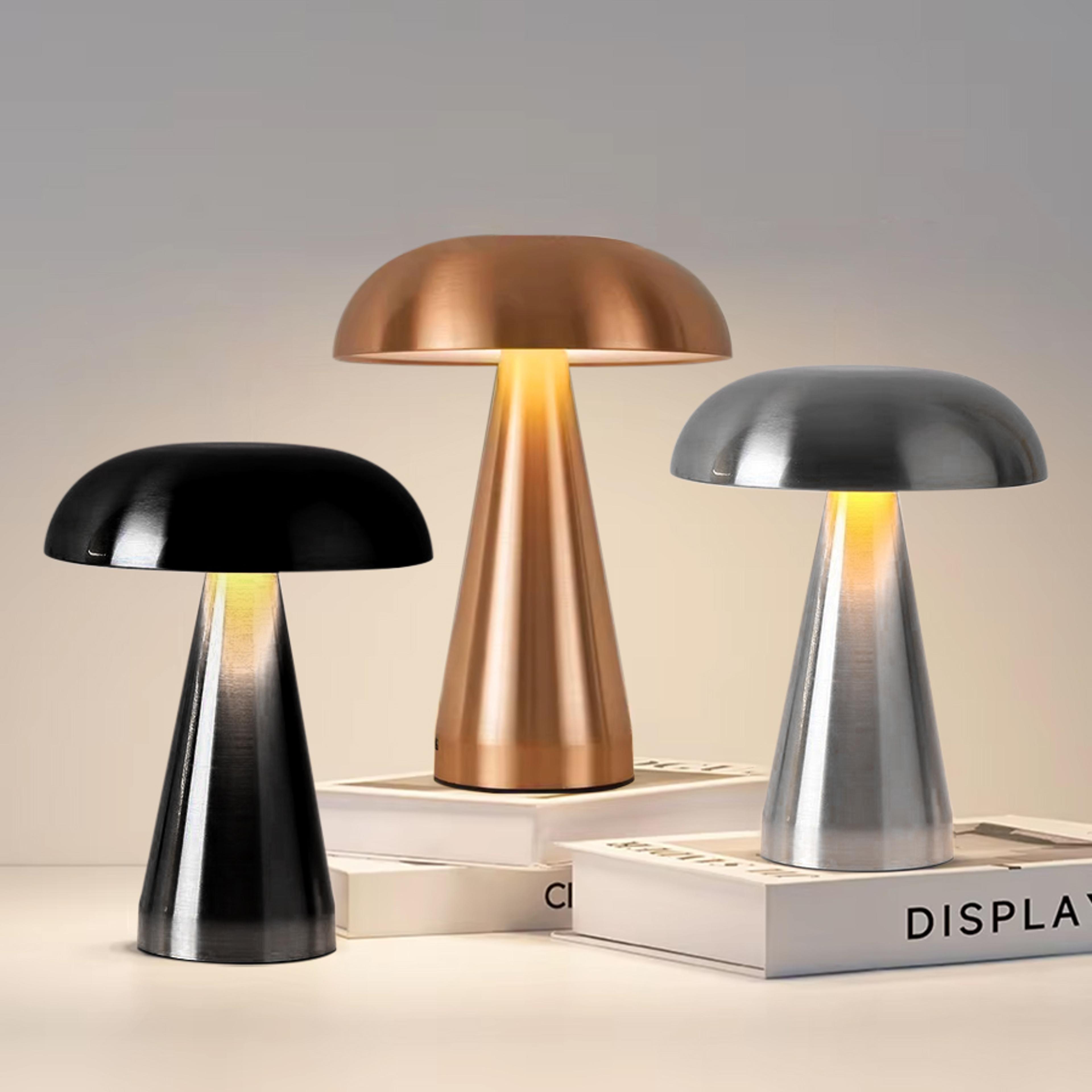 retro mushroom night light touch sensor rechargeable led desk lamp