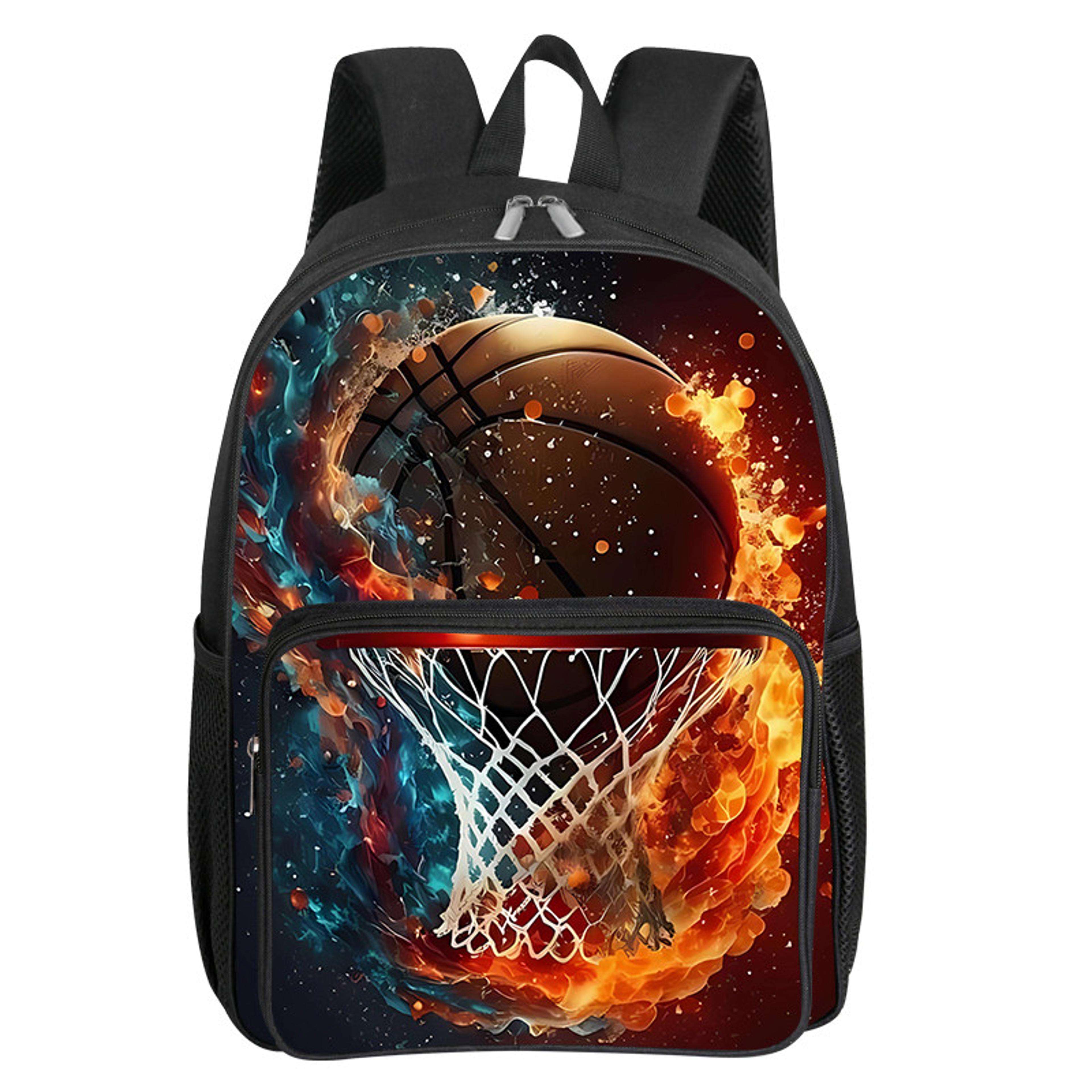 basketball backpack for kids cartoon school bag with front pocket gift for boys girl