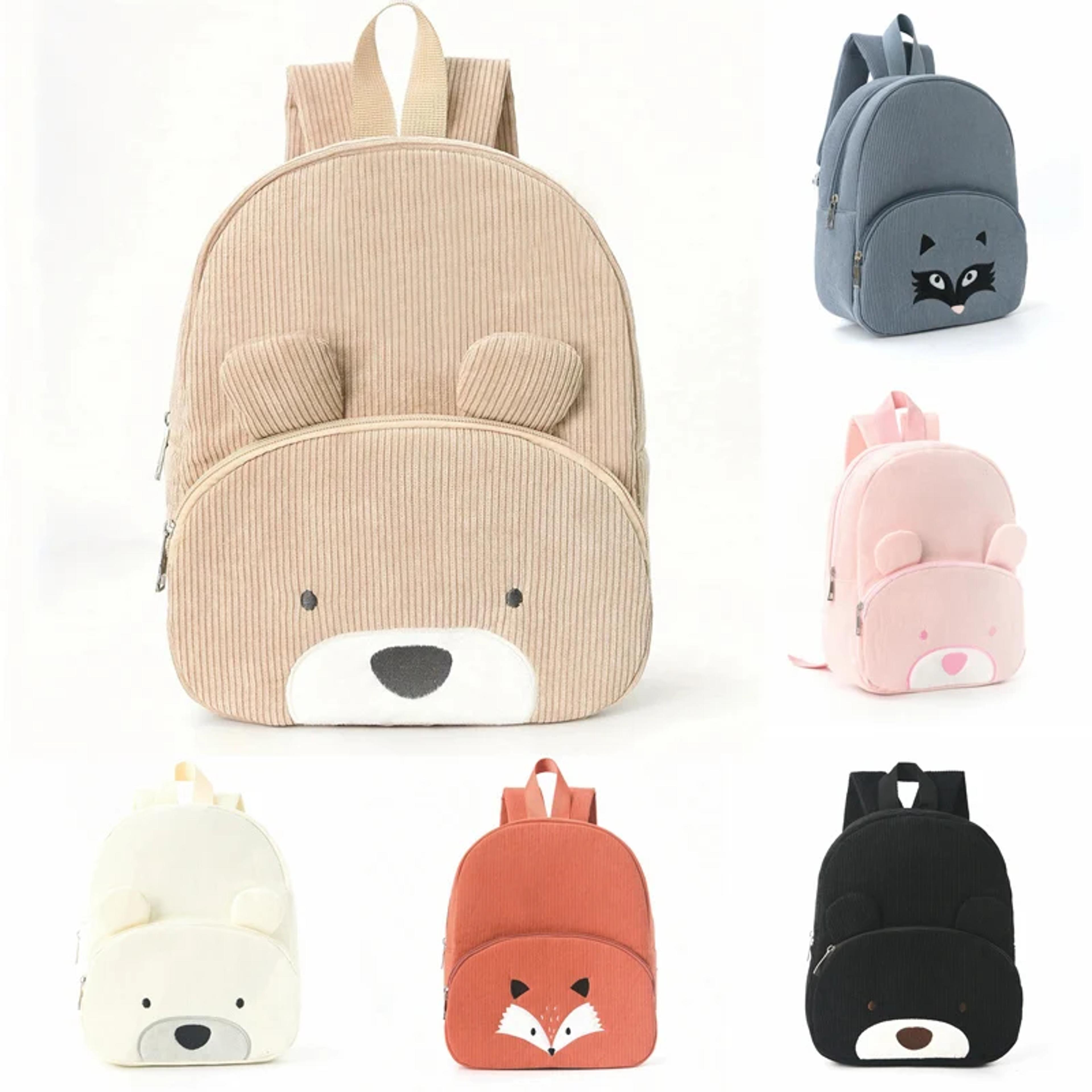 corduroy kids backpack cute bear fox plush school bag for kindergarten