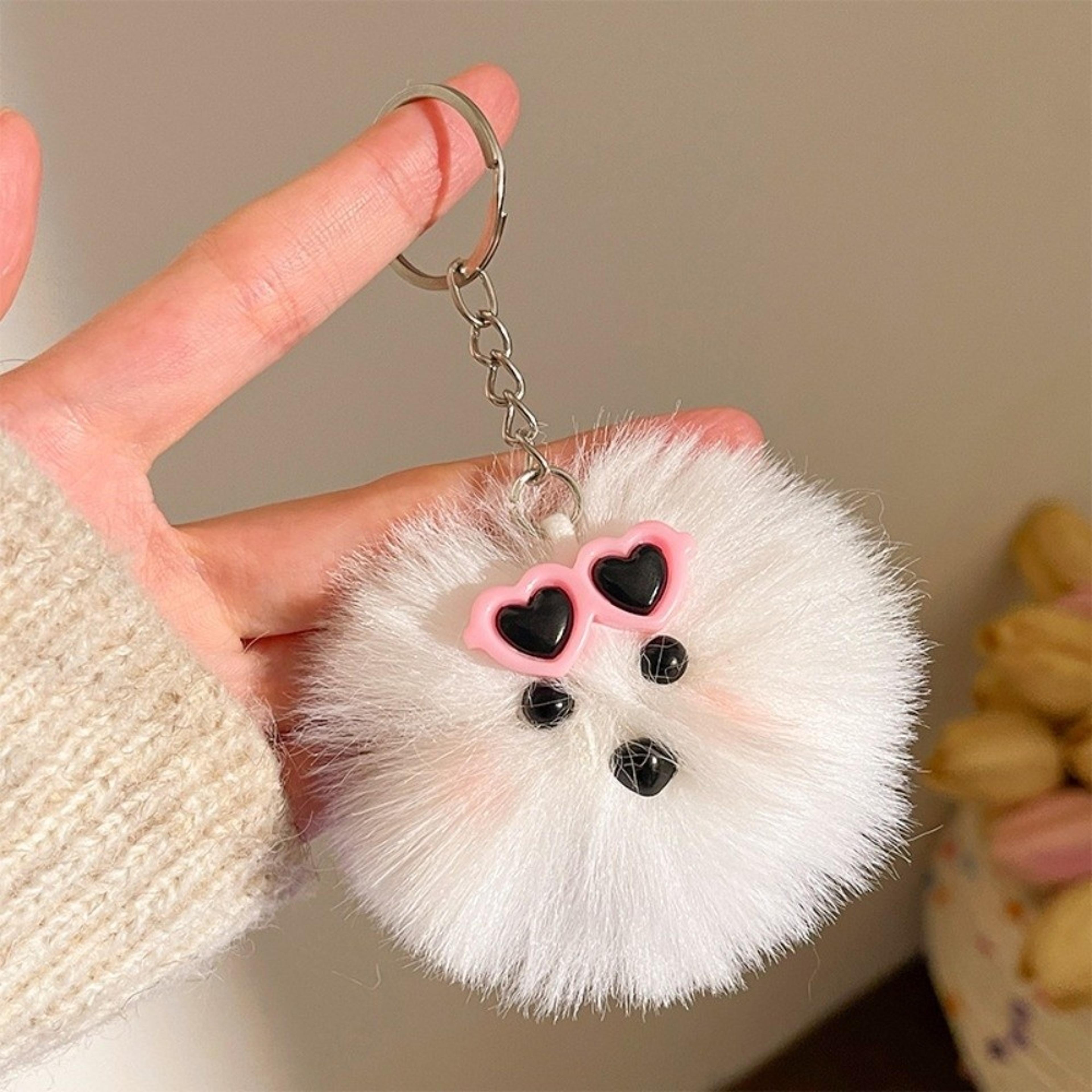 cute fluffy pom pom keychain soft faux fur bag charm gift accessory