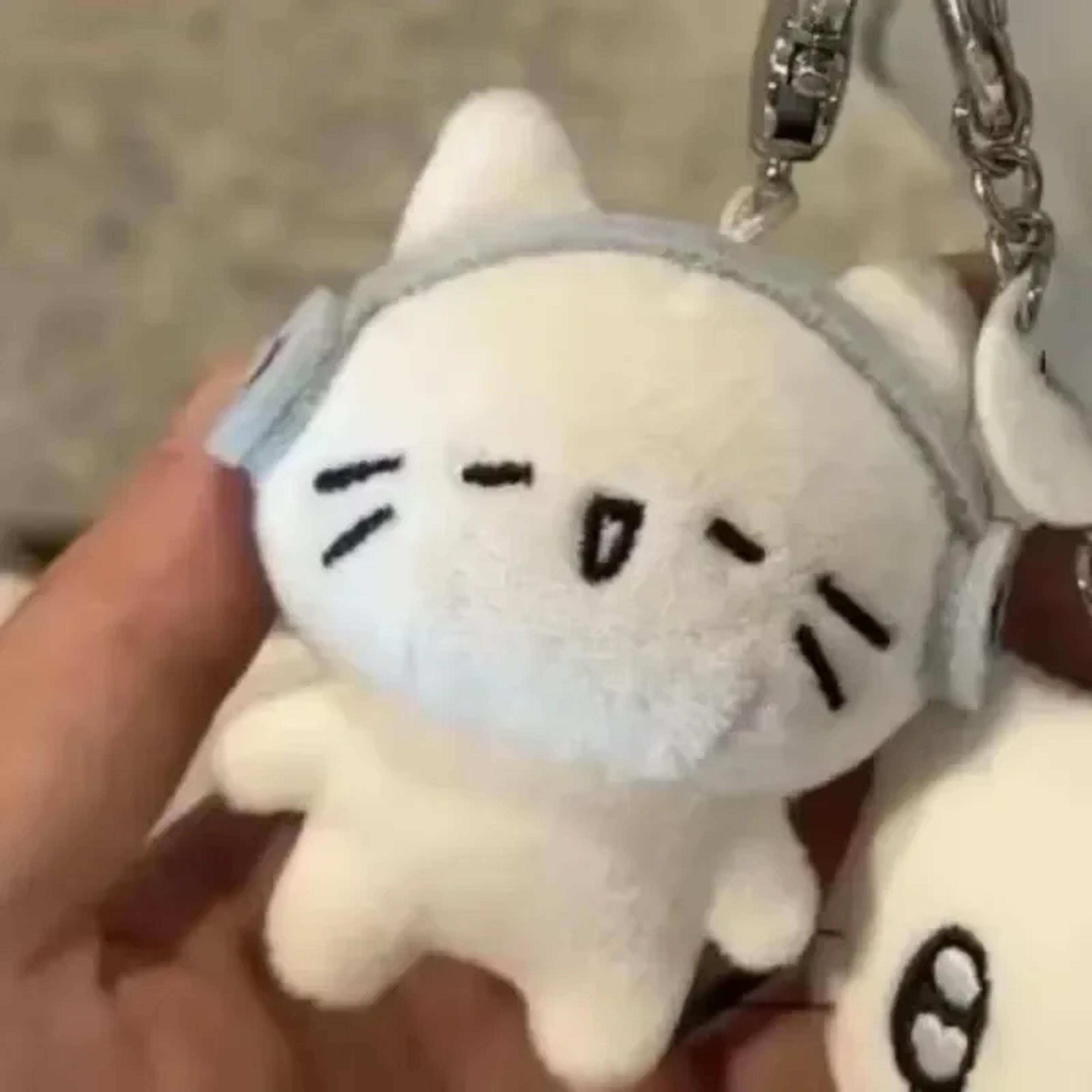 cute kitten couple plush keychain backpack charm kawaii gift