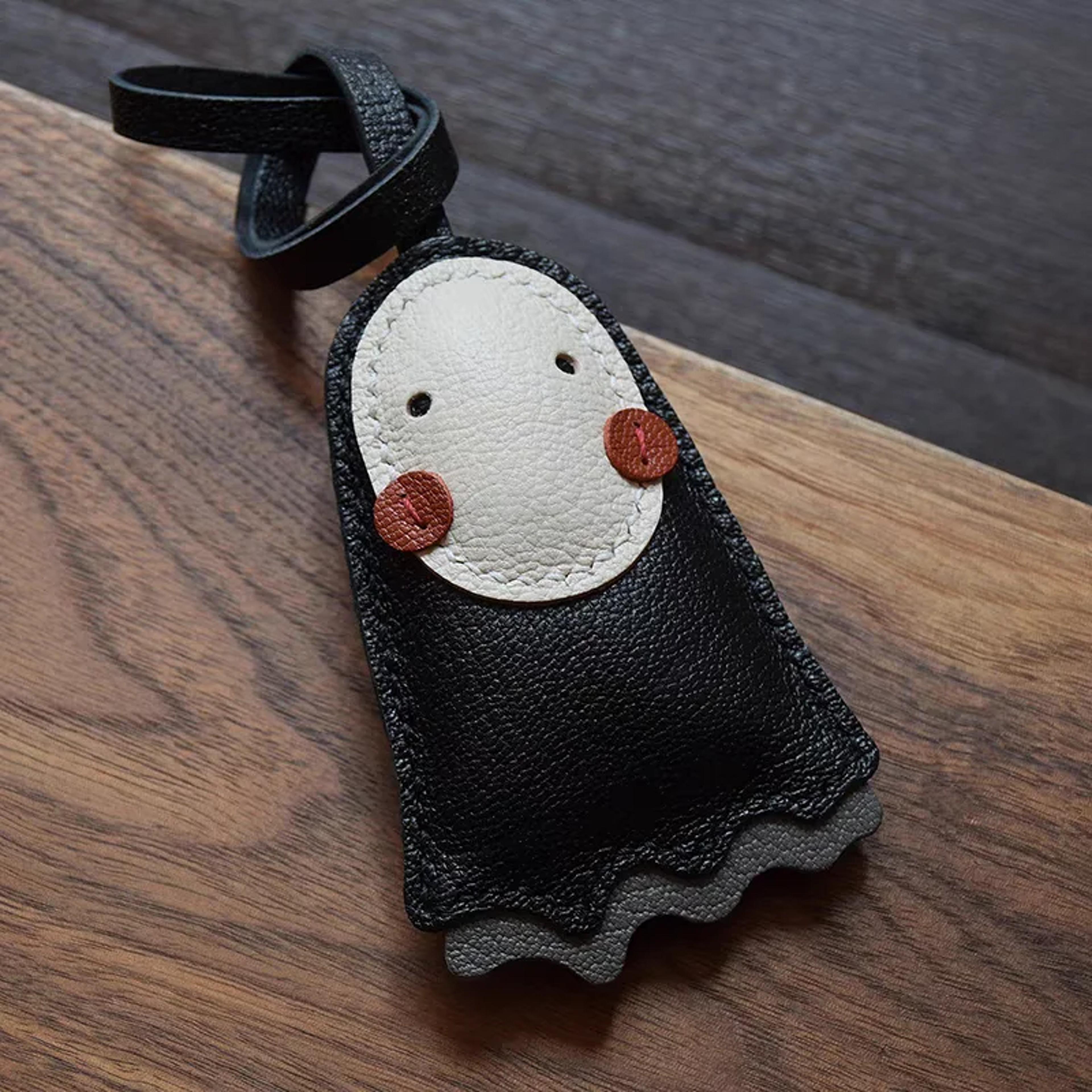 real sheepskin bag charm black leather keychain cute bag accessory gift