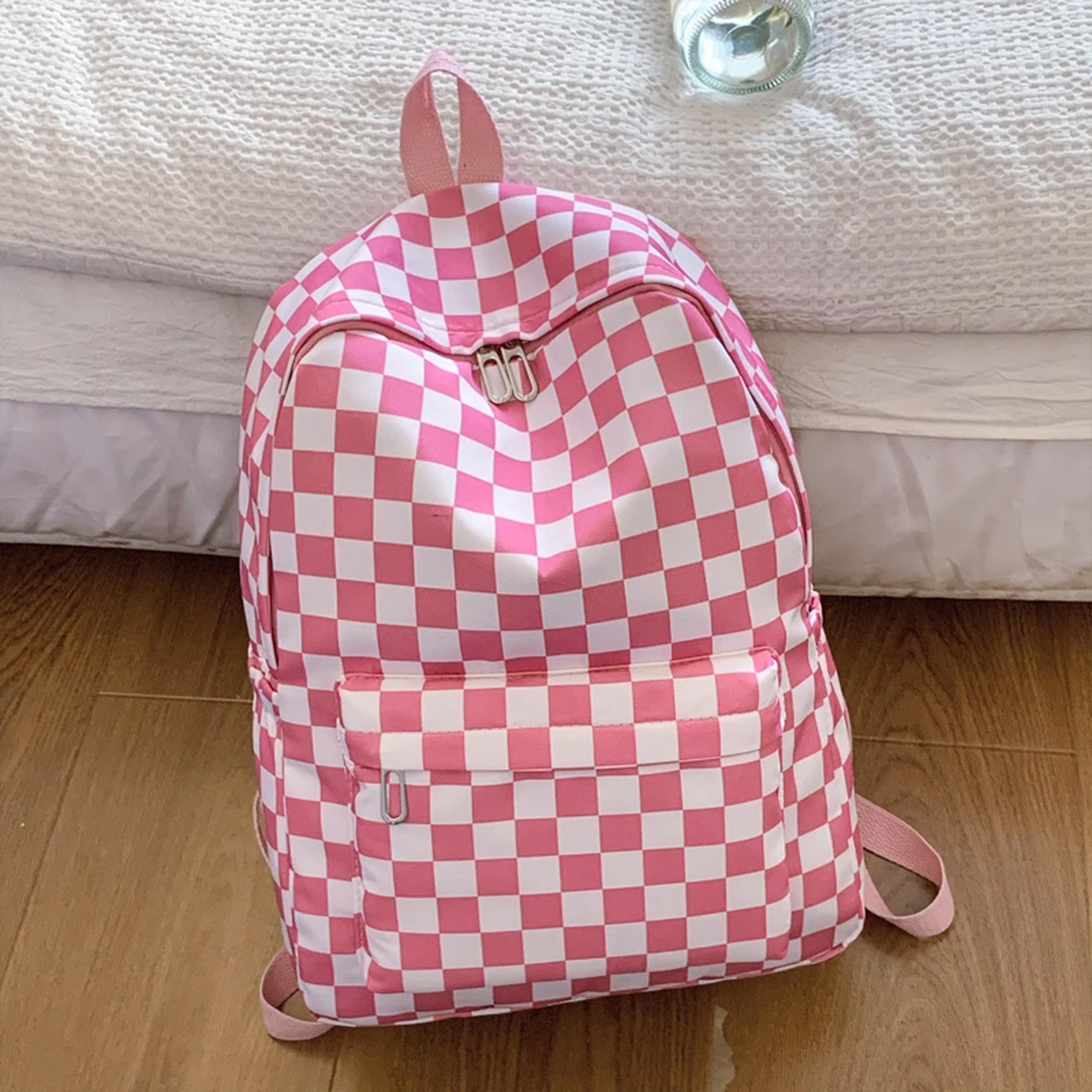 checkerboard laptop backpack for women with matching crossbody bag set